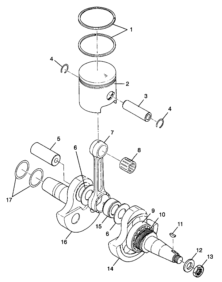 CRANKSHAFT and PISTON Trail Boss W98AA25C (4945314531C008)