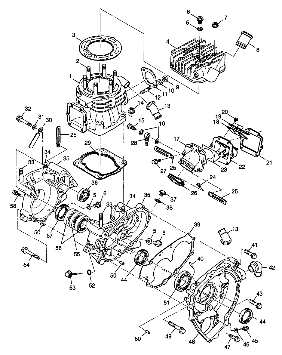 CRANKCASE and CYLINDER XPLORER 400L W98CC38C (4945414541C013)