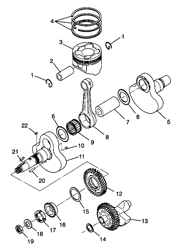 CRANKSHAFT and PISTON - W98AA42A (4945524552C010)