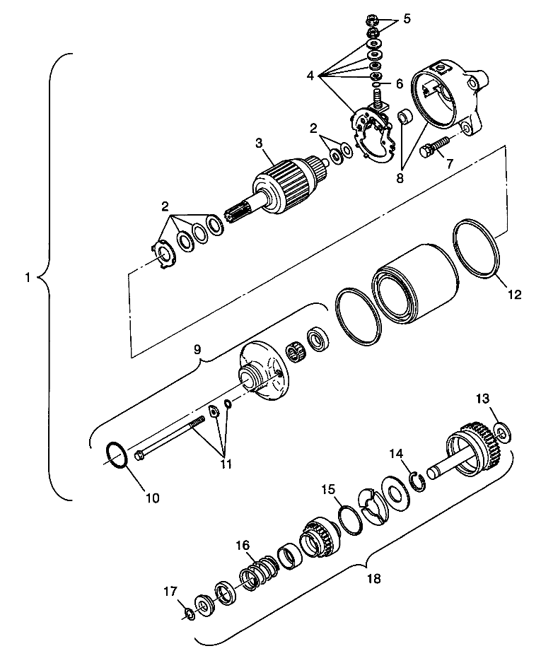 STARTING MOTOR SPORTSMAN 500 W98CH50A and W98CH50AB (4945714571E002)