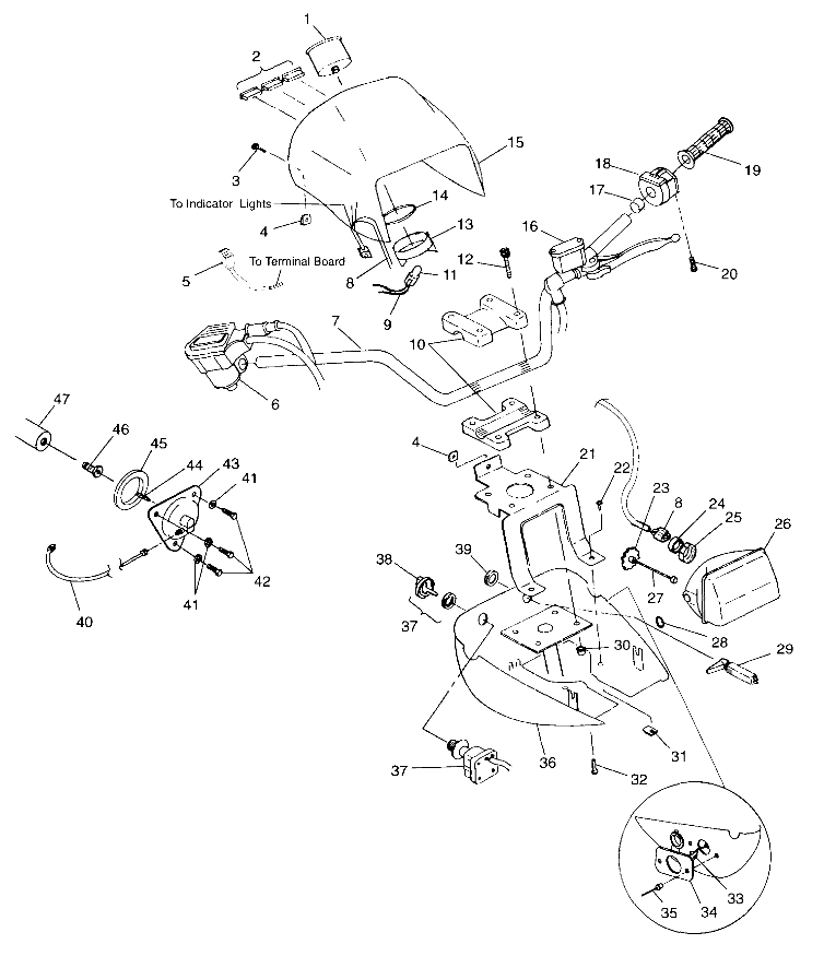 HANDLEBAR and HEADLIGHT POD - W98CH50A (4945714571b013)