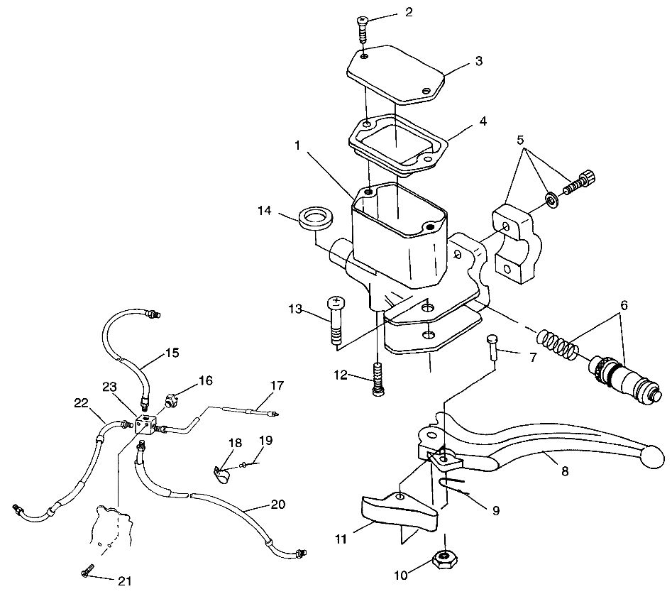 CONTROLS-MASTER CYLINDER/BRAKE LINE Sport 400L W98BA38C (4947234723B009)