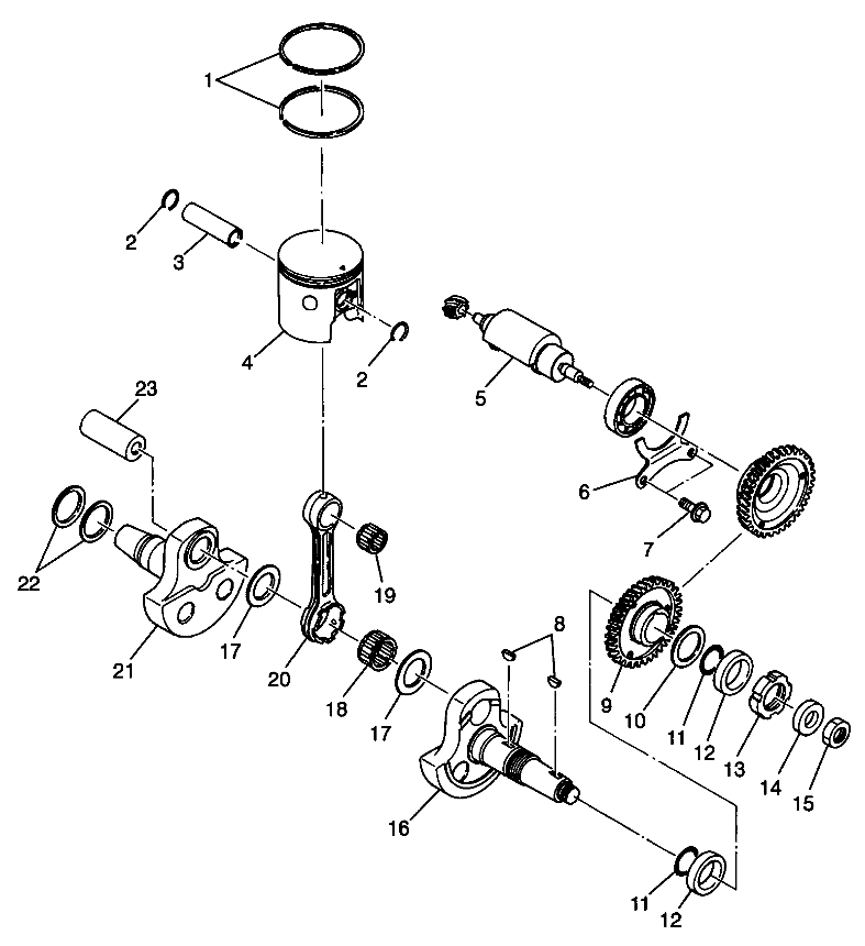 PISTON and CRANKSHAFT Sport 400L W98BA38C (4947234723C013)