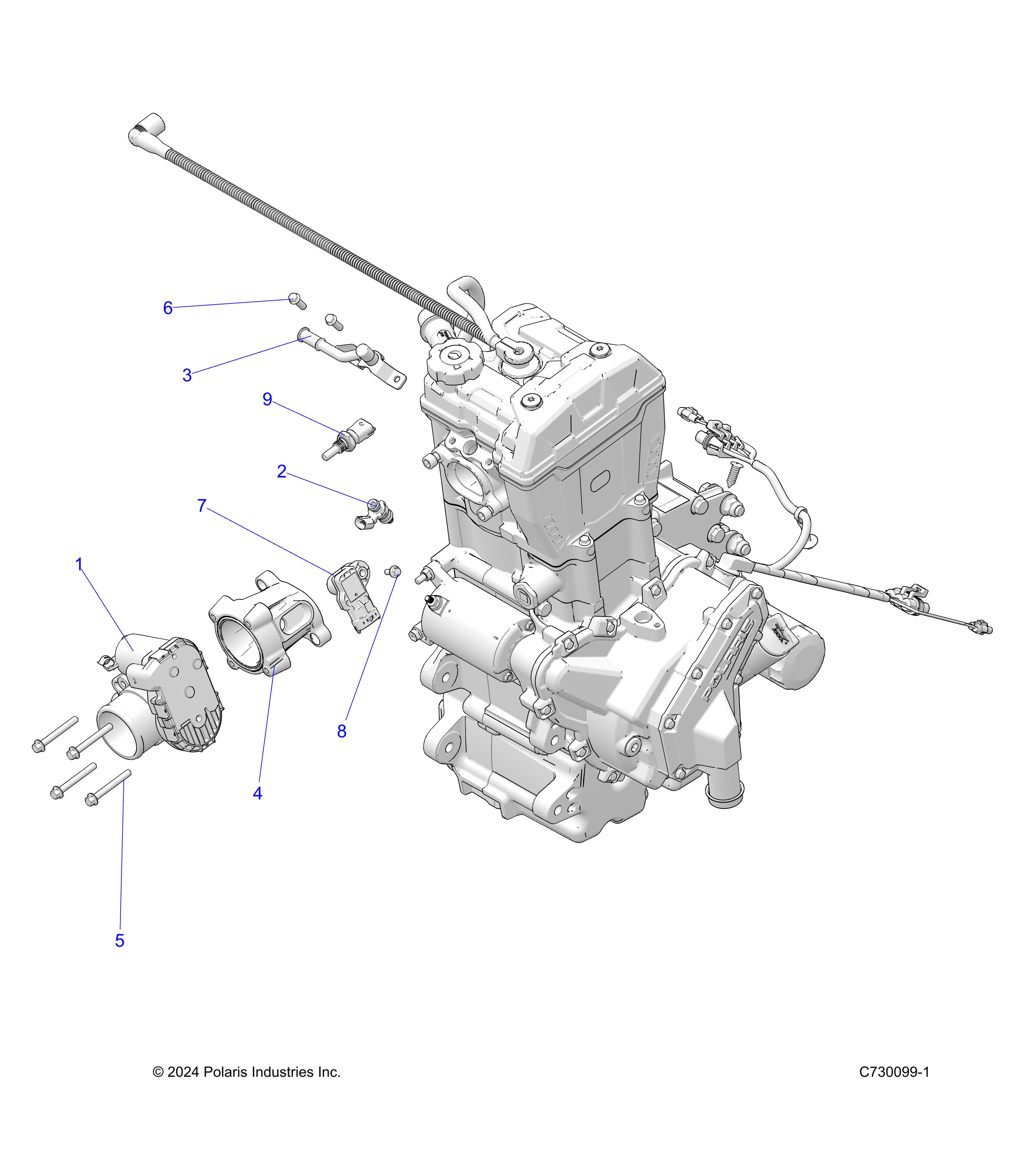 ENGINE, THROTTLE BODY and FUEL RAIL - R25MAA57L1 (C730099-1)