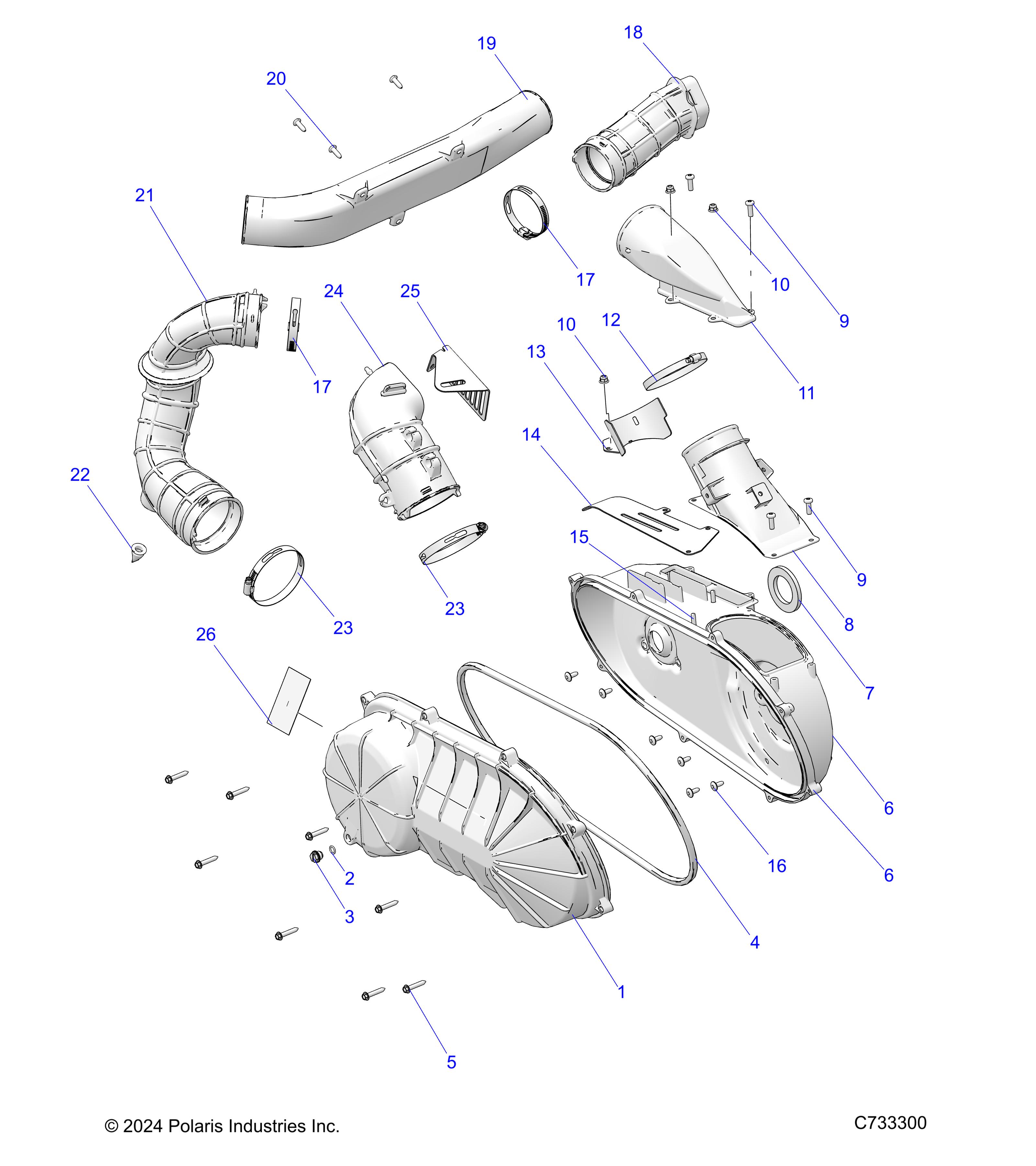 DRIVE TRAIN, CLUTCH COVER AND DUCTING - R25T6A99A1/B1 (C733300)