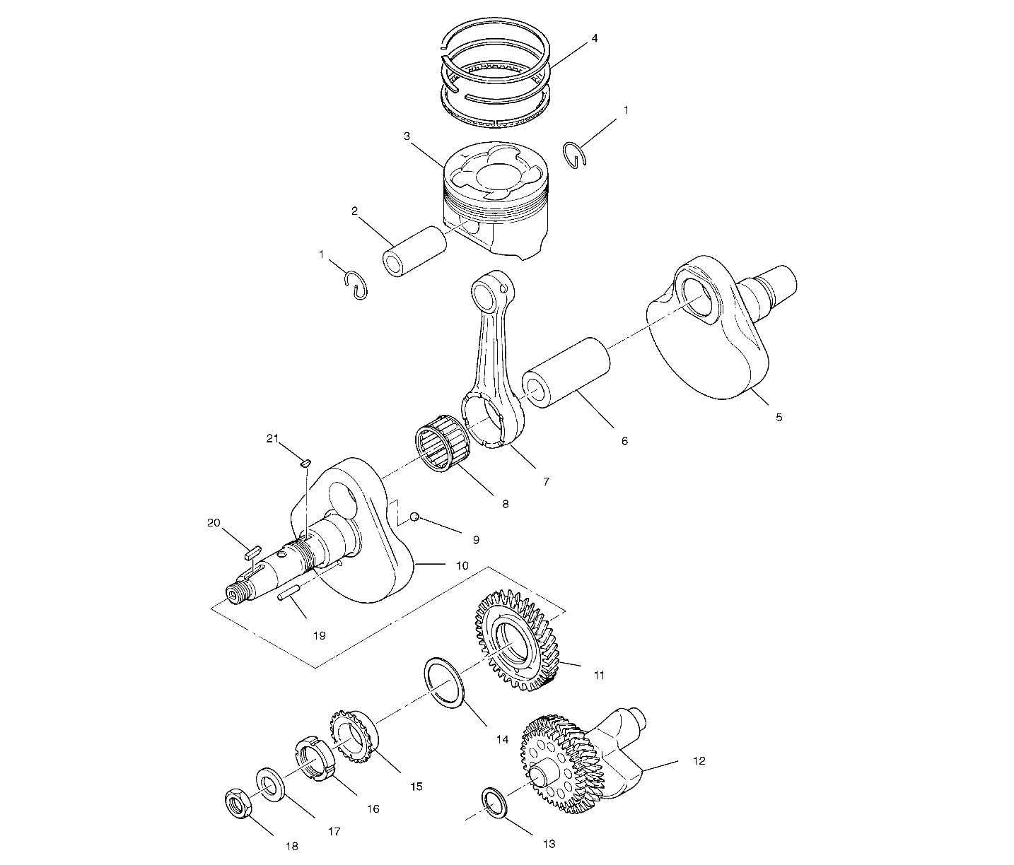 CRANKSHAFT and PISTON - A99AE50DA (4949204920d012)