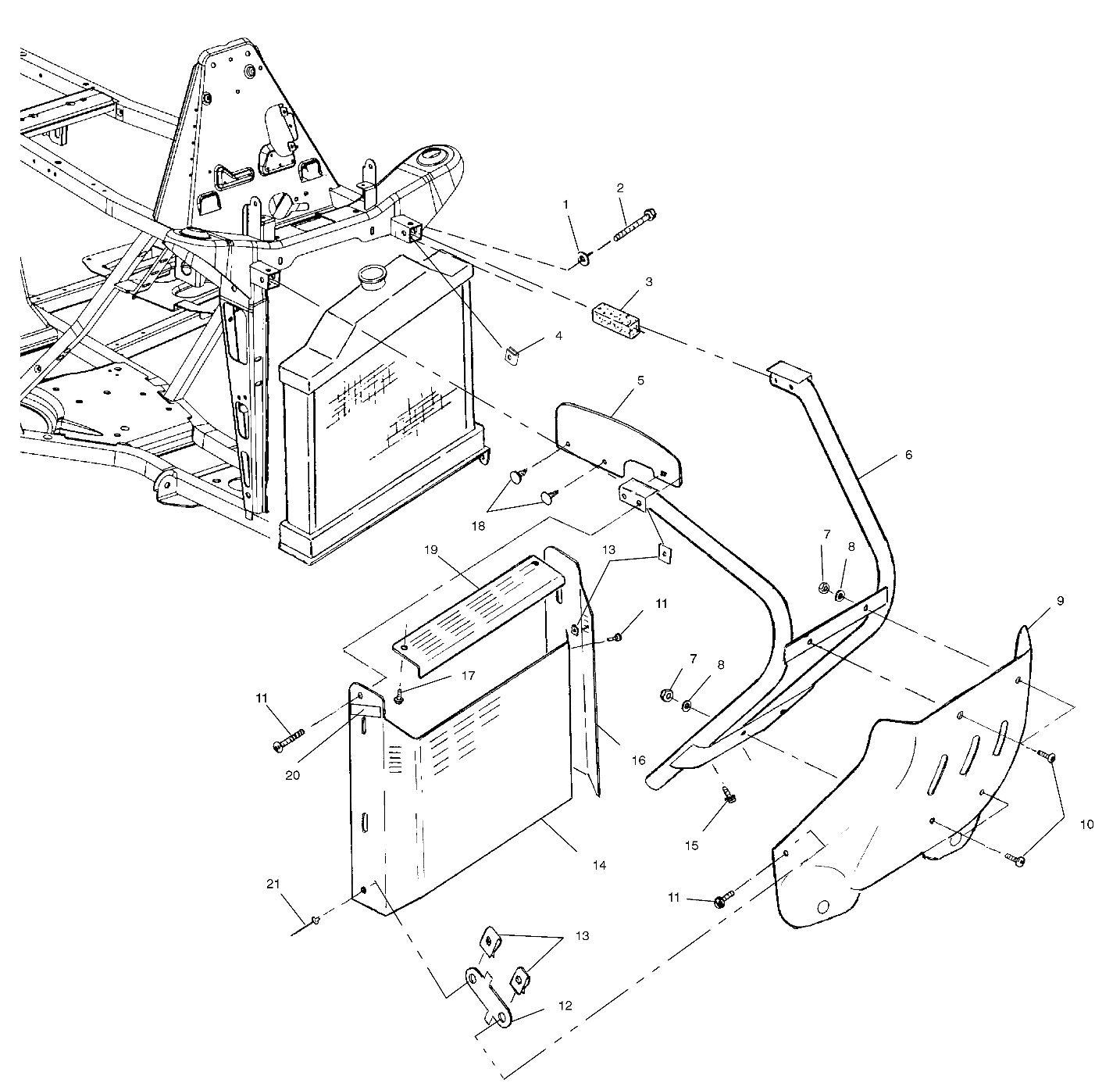 FRONT BUMPER and SHIELDS - A99BA38CA (4949534953a007)