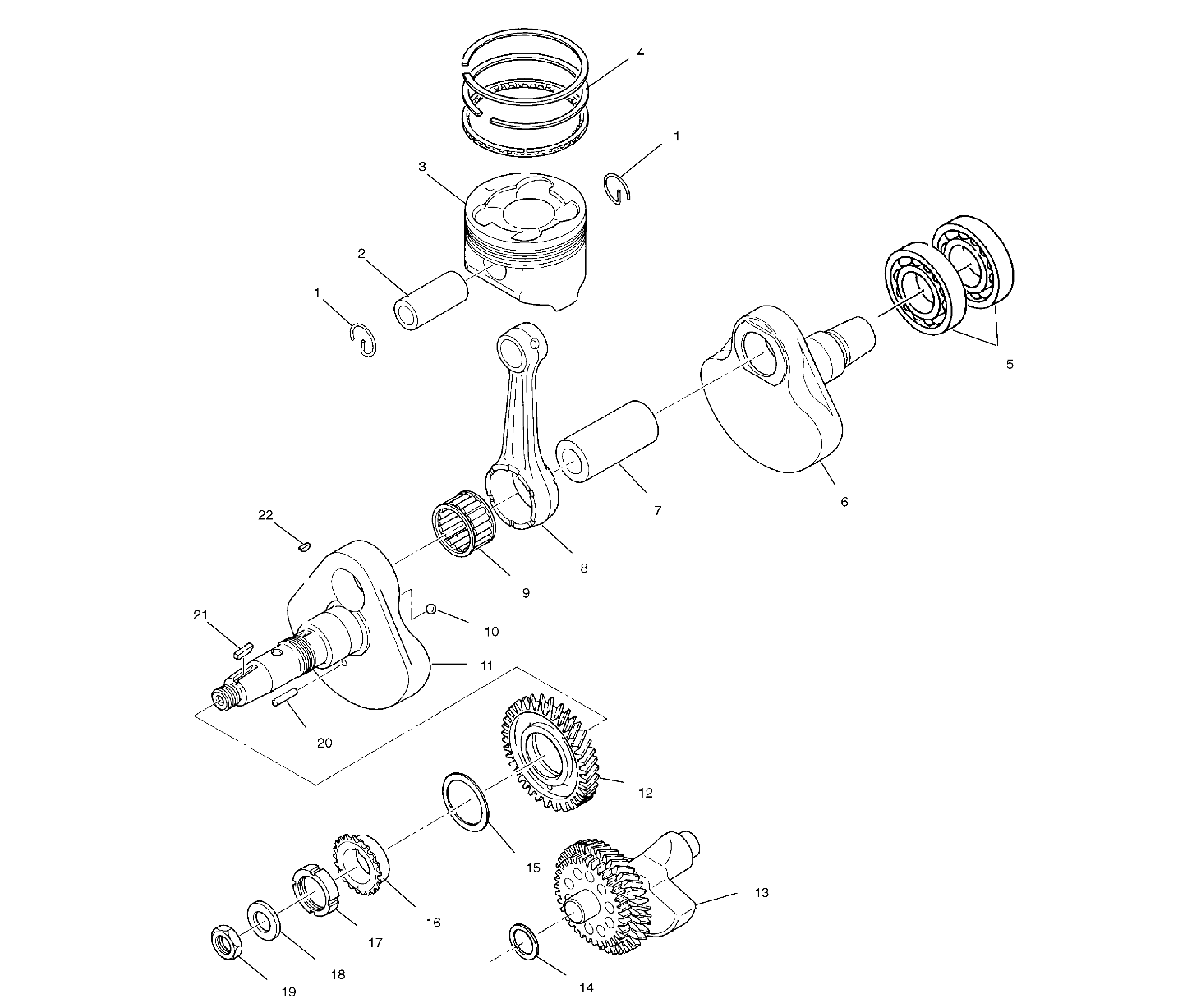 CRANKSHAFT and PISTON - A99BG50AA (4949714971d004)