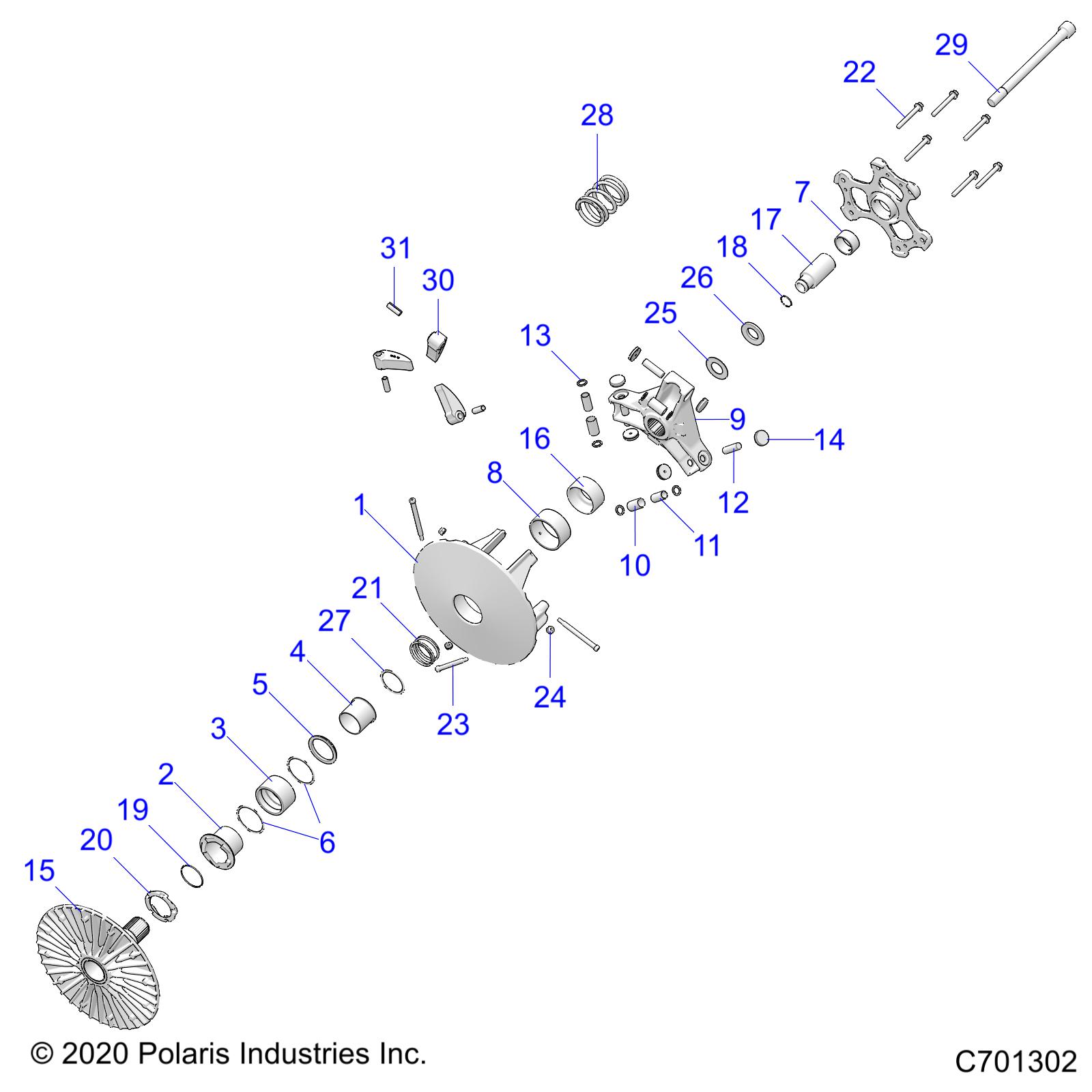 DRIVE TRAIN, PRIMARY CLUTCH - R21RRE99FP/F9 (C701302)