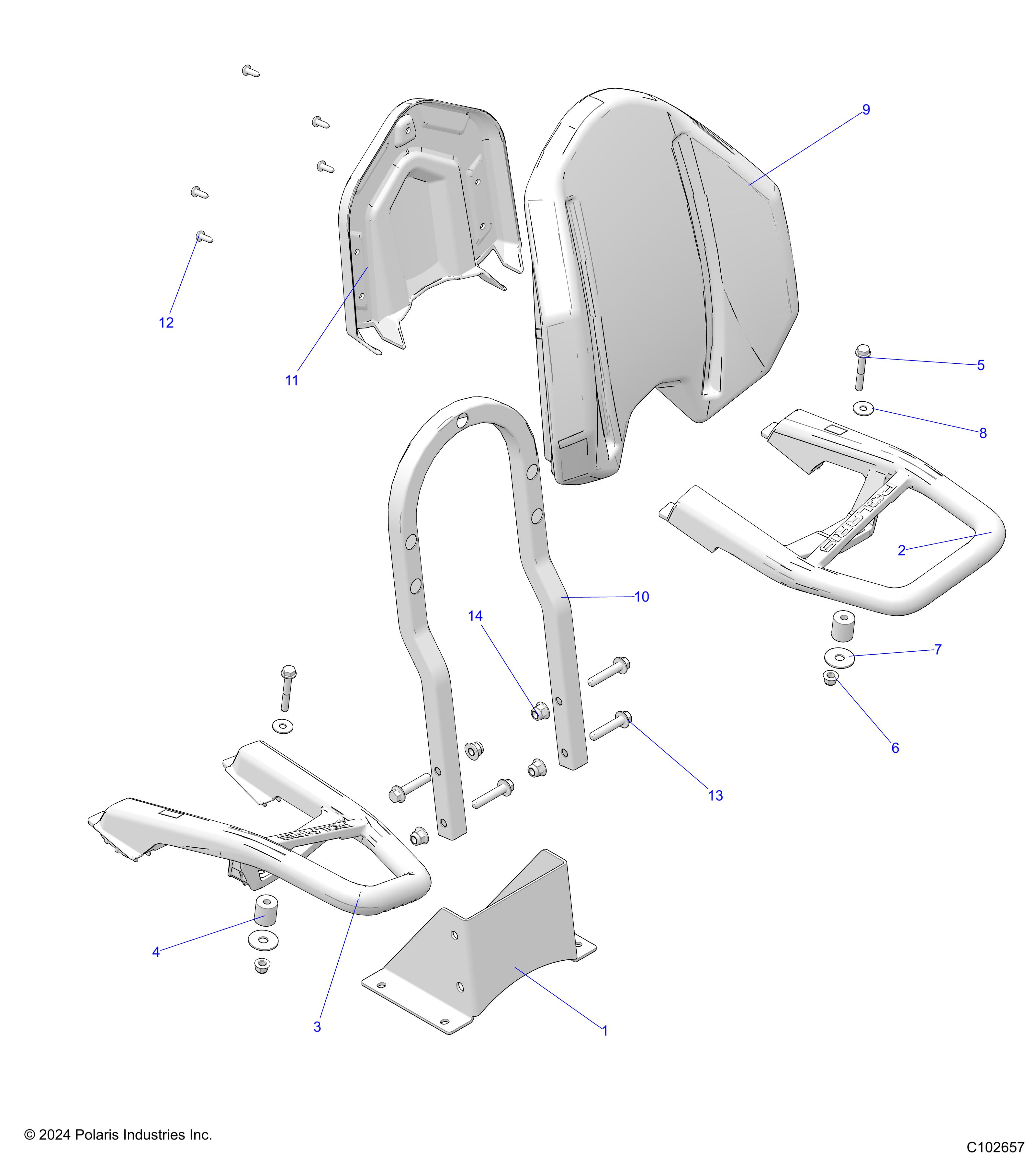 BODY, SEAT, PASSENGER, BACK - A25SDE57C2/G2 (C102657)