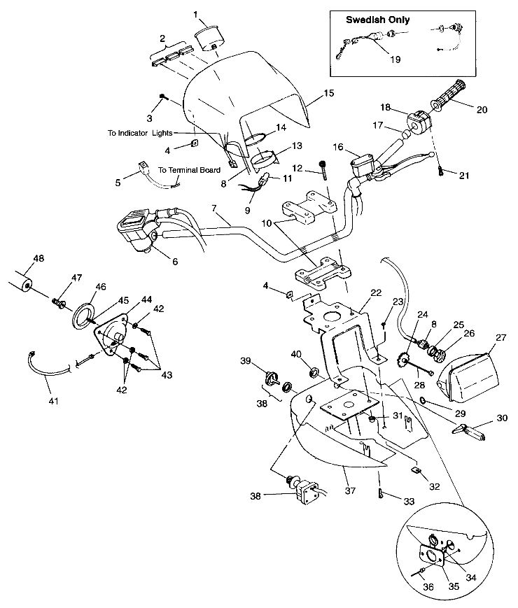 HANDLEBAR and HEADLIGHT POD - S98CH50E(B) (4950135013b013)