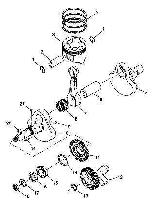 CRANKSHAFT and PISTON - W98CH50A(C)(D)(E)(F) (4950135013d010)