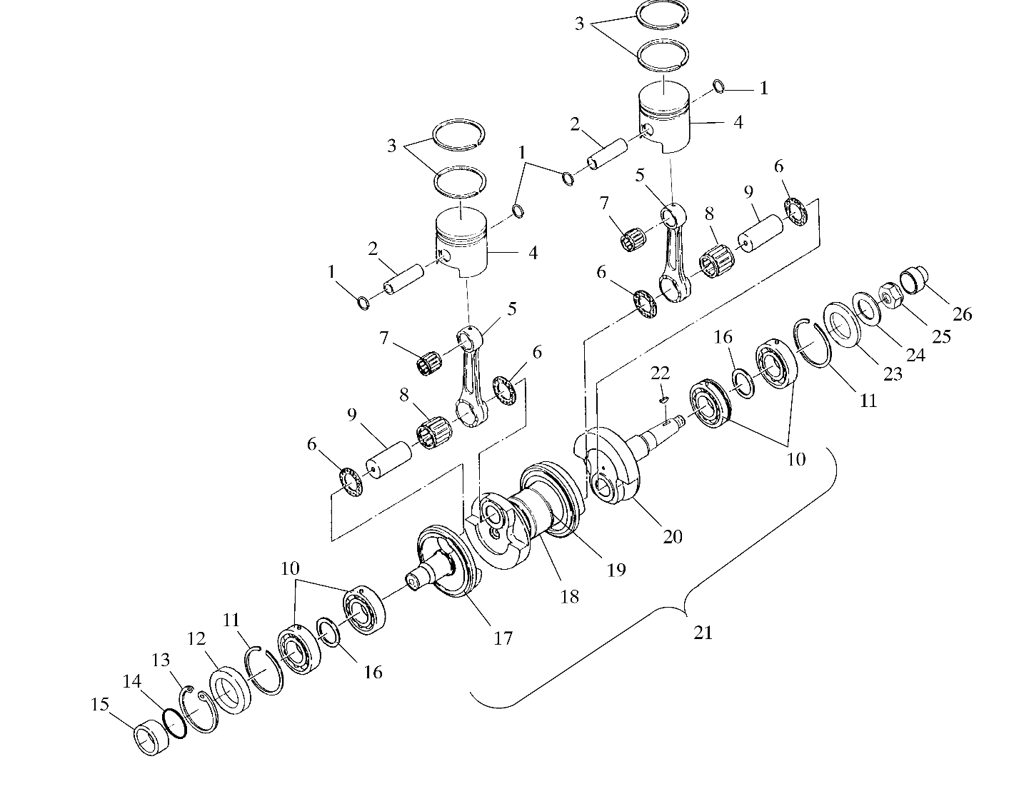 CRANKSHAFT and PISTON - B994673 (4951335133c004)