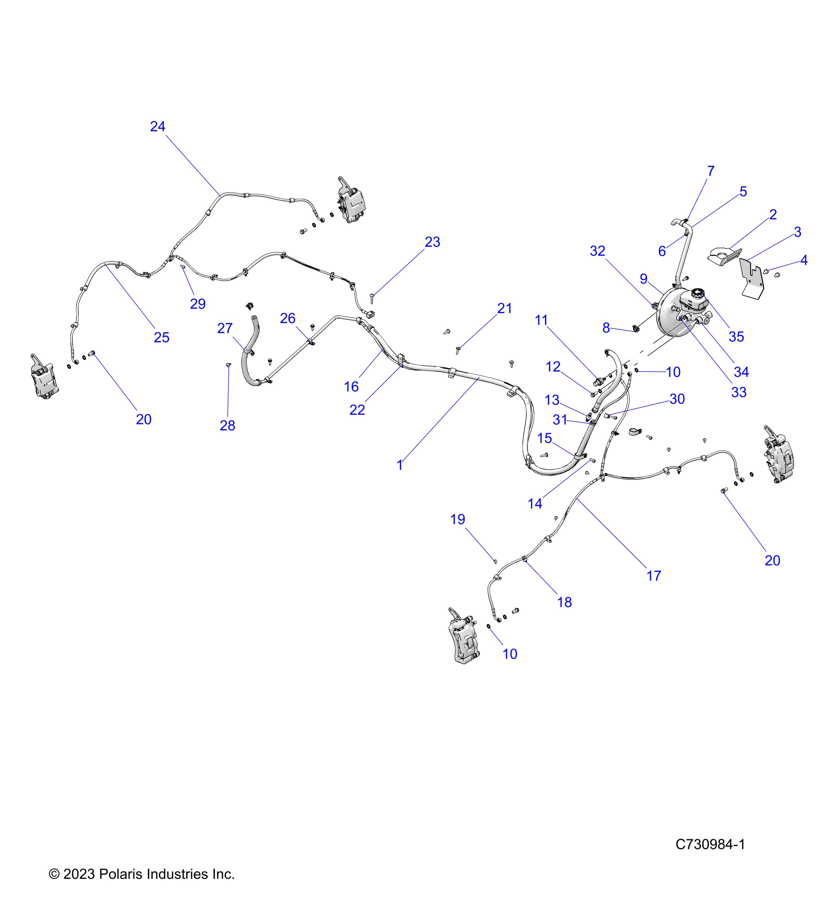 BRAKES, BRAKE LINES AND MASTER CYLINDER - R25XAW1RB9/BD/BM (C730984-1)