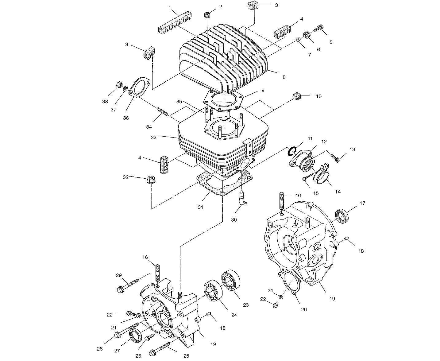 CRANKCASE and CYLINDER - A00BA25CA (4954825482C009)