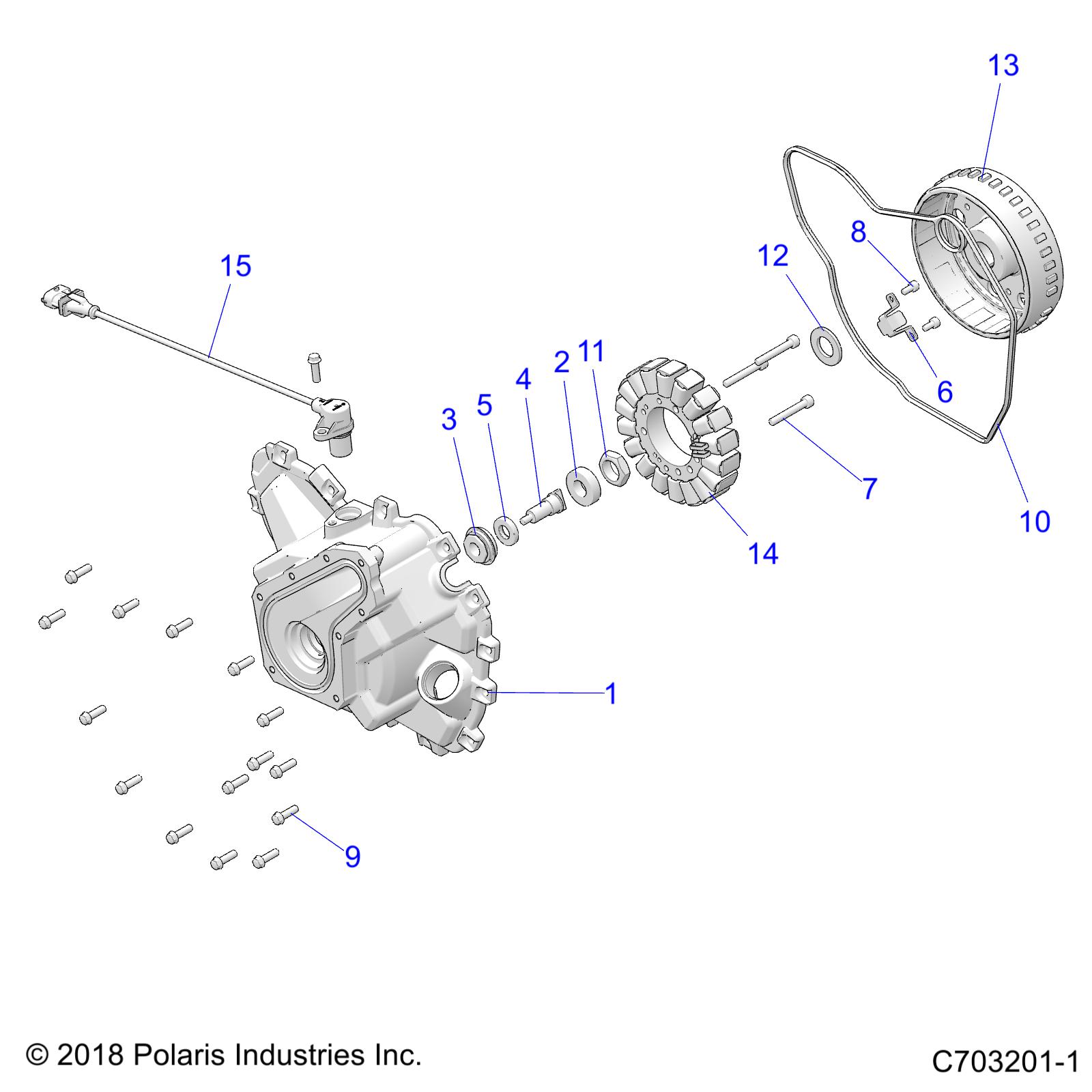 ENGINE, STATOR COVER AND FLYWHEEL - Z21CHA57A2/K2/E57AK (C703201-1)