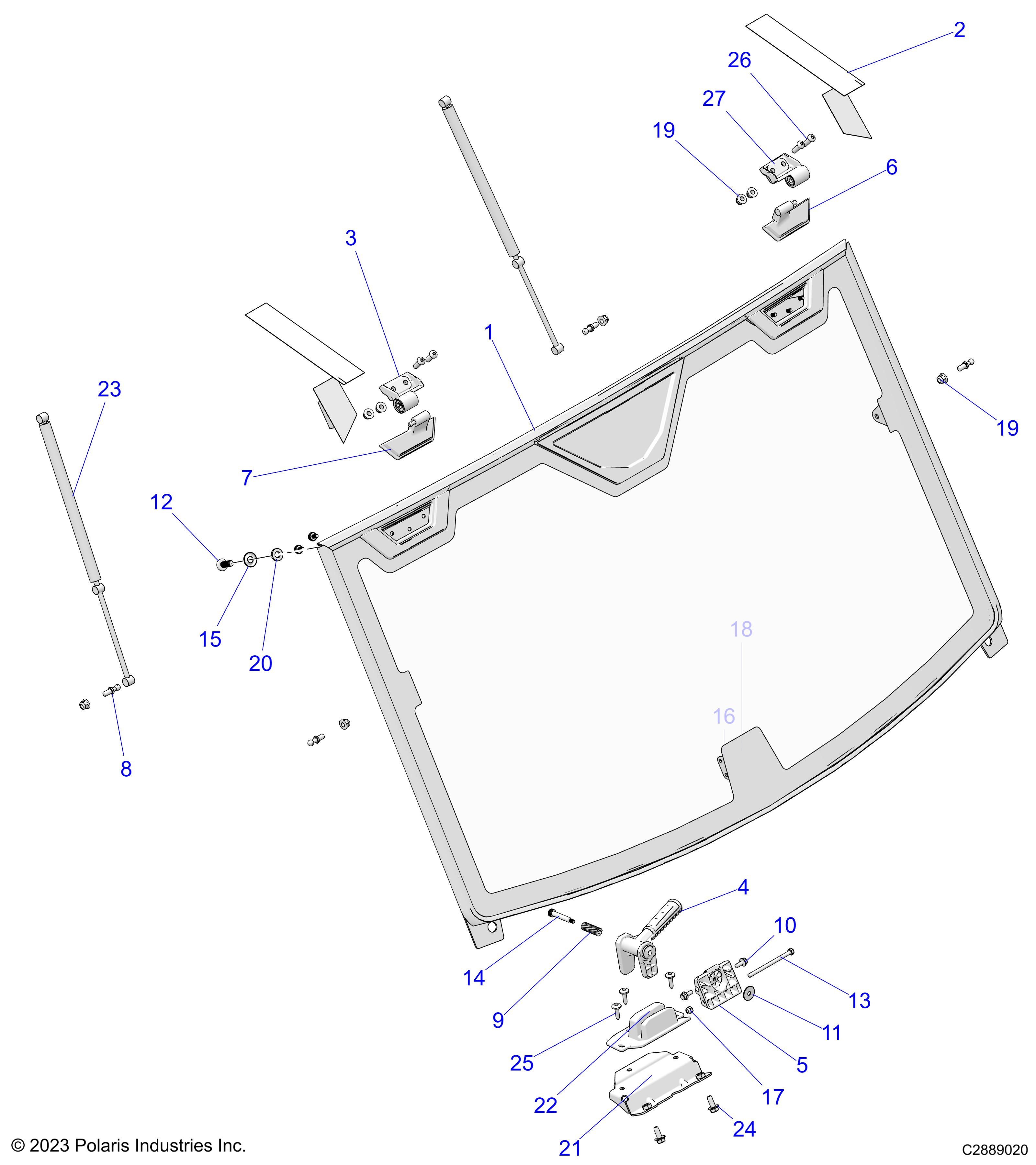 BODY, WINDSHIELD, TIPOUT GLASS - D24P4V99A4/B4/Y99A4 (C2889020)