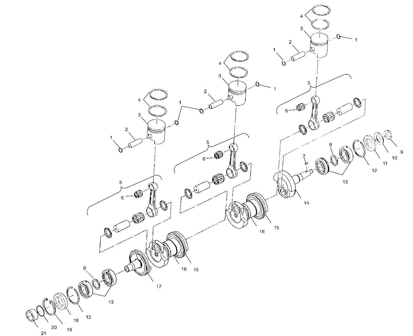 CRANKSHAFT and PISTON - B994596 (4955995599c002)