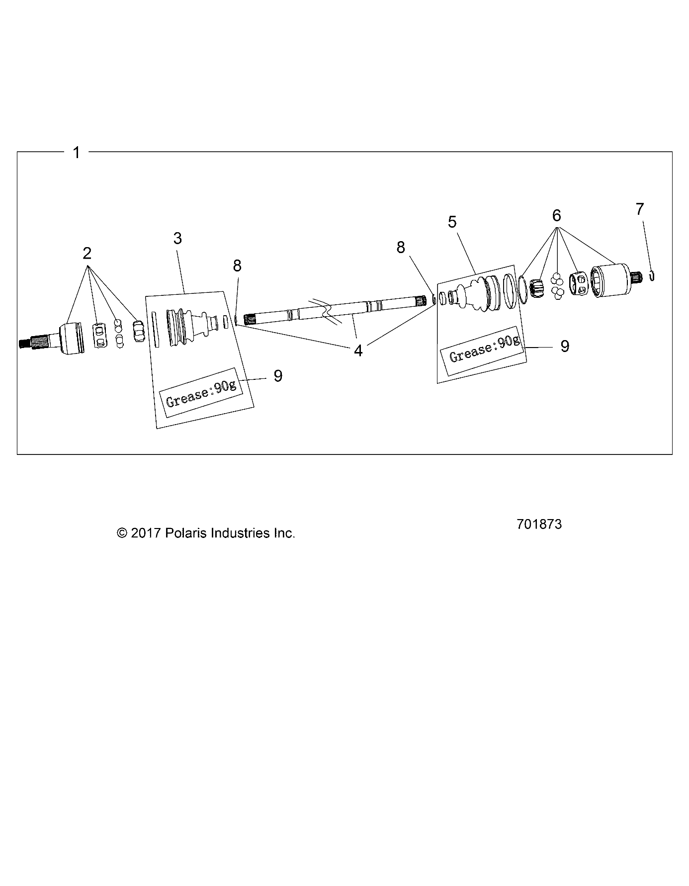 DRIVE TRAIN, REAR HALF SHAFT - Z24ASE99P5 (701873)