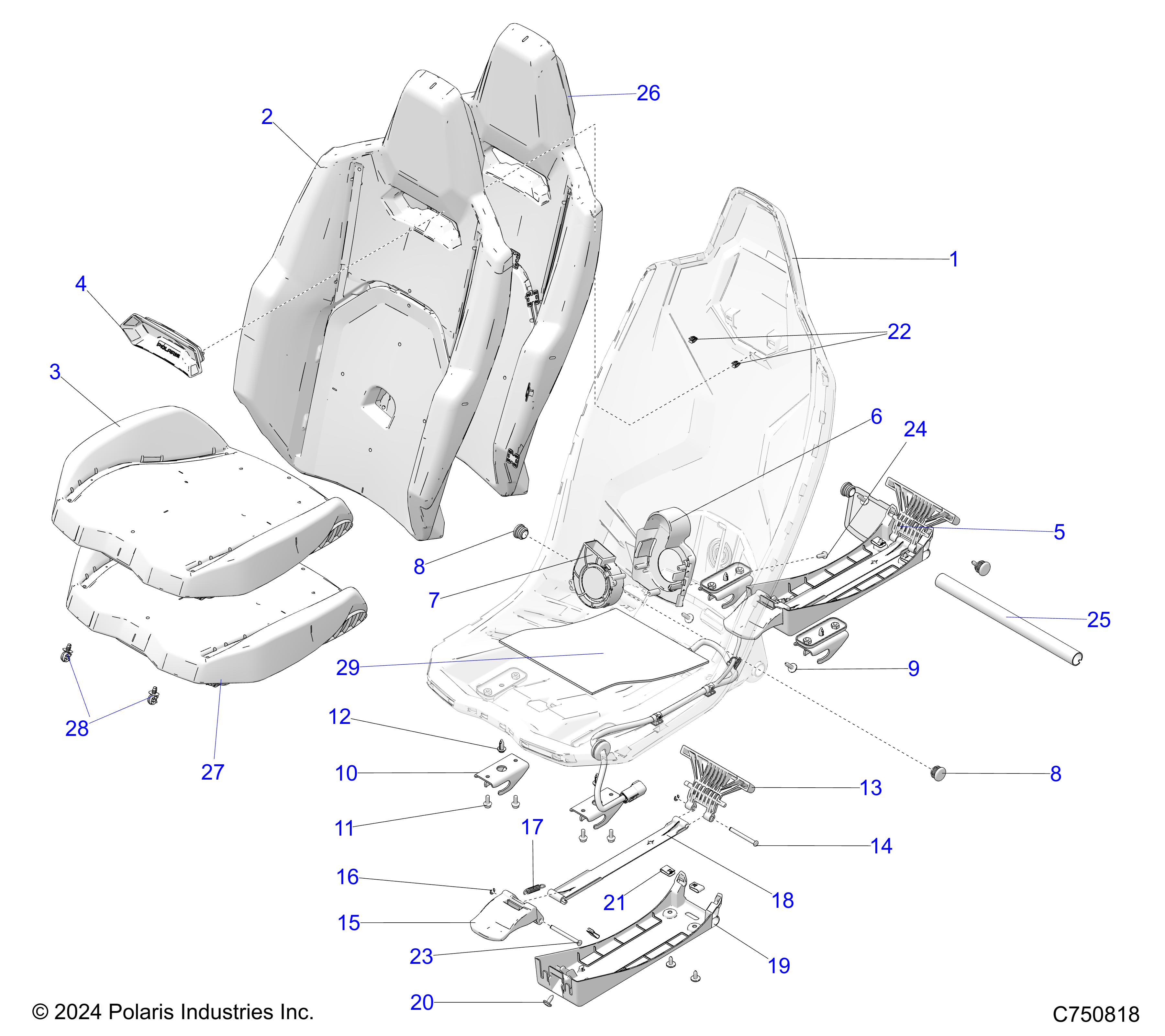 BODY, SEAT ASM., FRONT - Z25R4P2KAE/BE (C750818)