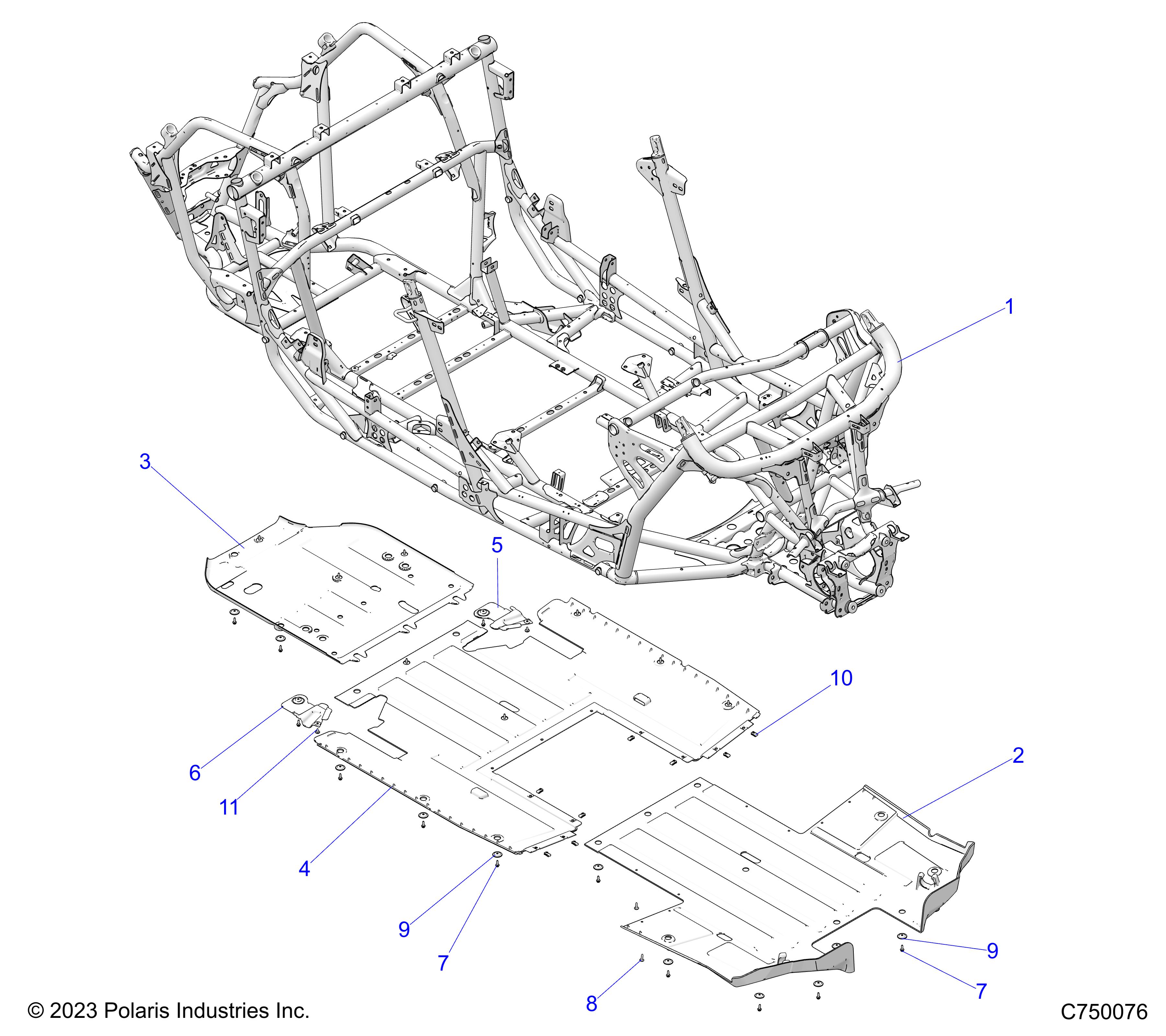 CHASSIS, MAIN FRAME AND SKID PLATES - Z25R4D2KAK/BK/AJ/BJ/AM/BM (C750076)