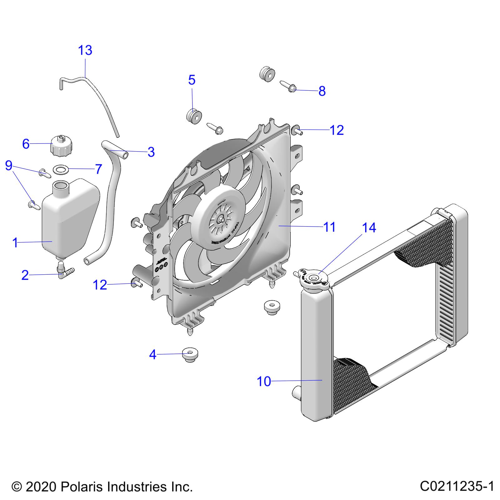 ENGINE, COOLING SYSTEM, RADIATOR, FAN & OVERFLOW BOTTLE - A25SEZ57AG/BG (C0211235-1)