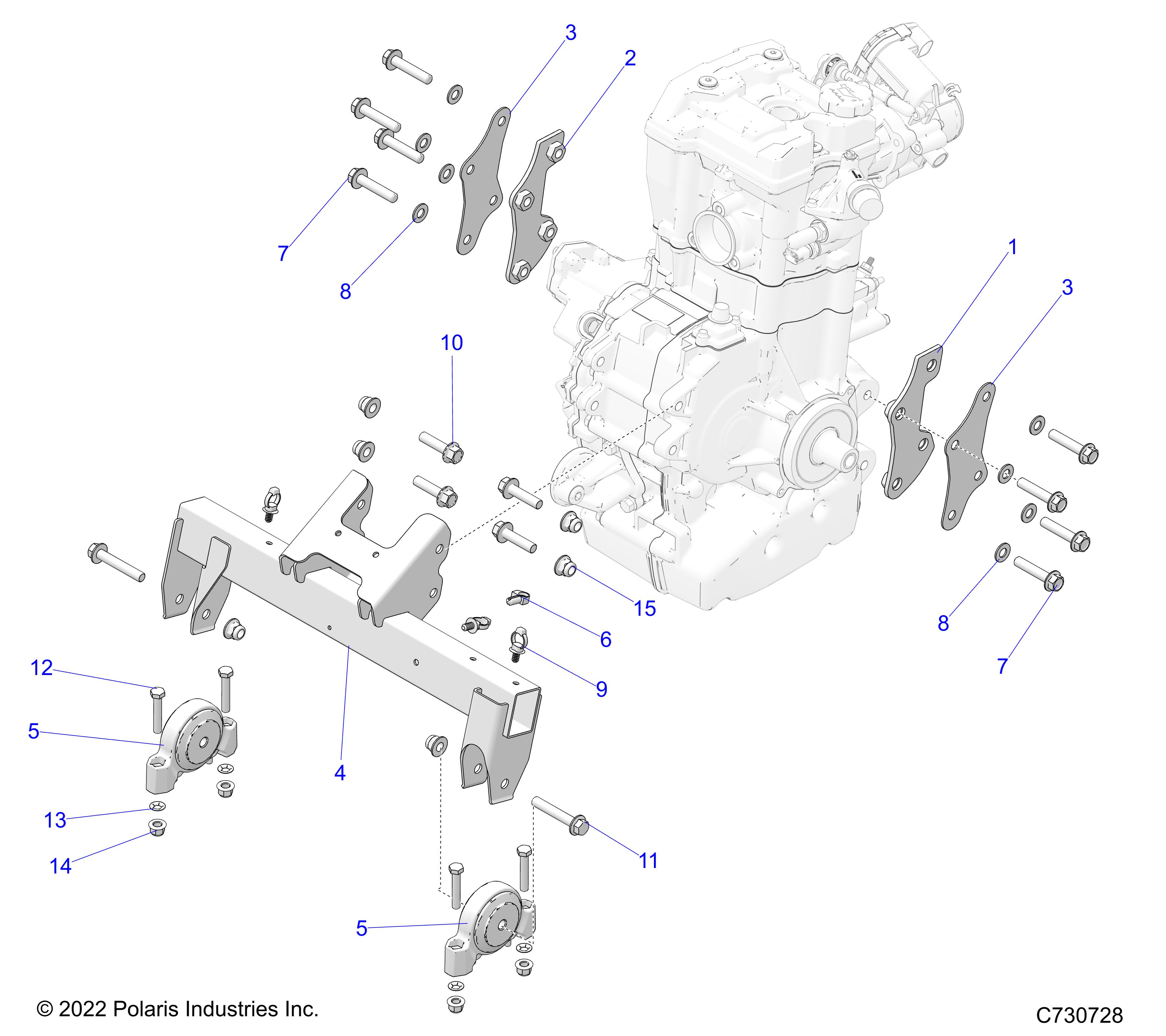 ENGINE,TRANSMISSION MOUNTING & LONG BLOCK - R25CDA57A1 (C730728)