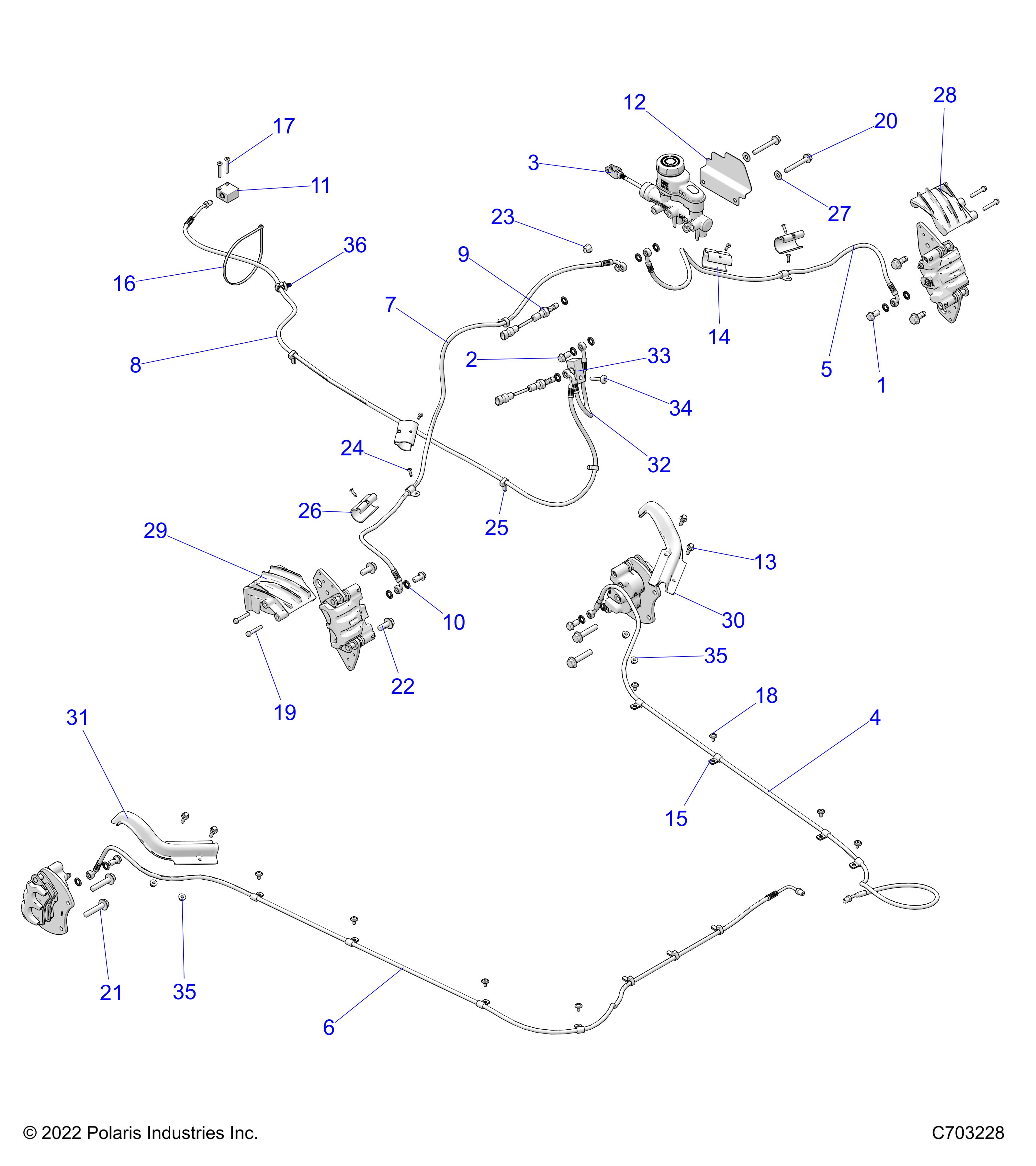 BRAKES, BRAKE LINES AND MASTER CYLINDER - Z23NAE99FR/SCR/FR (C703228)