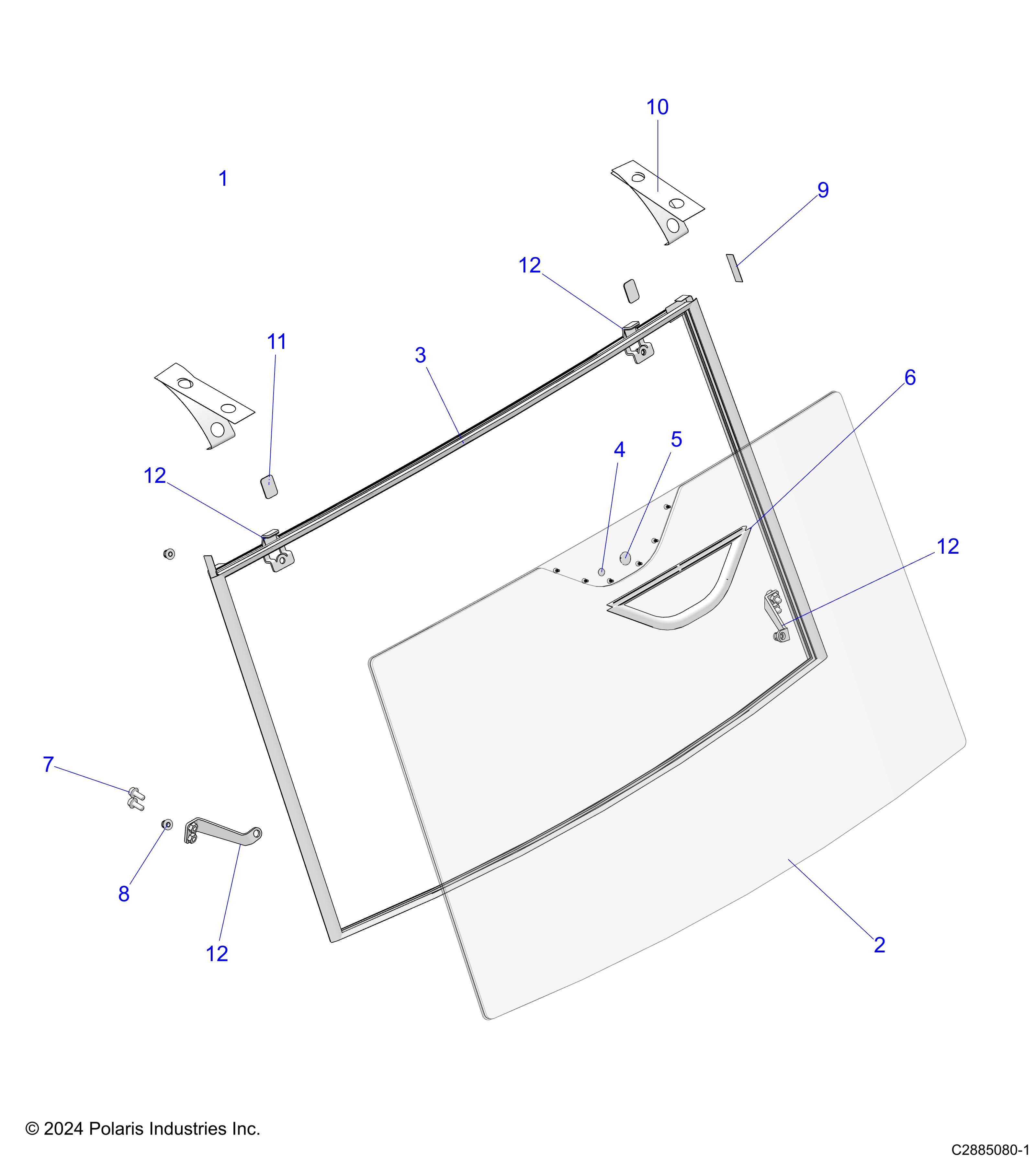 BODY, WINDSHIELD, GLASS W/WIPER -   (C2885080-1)