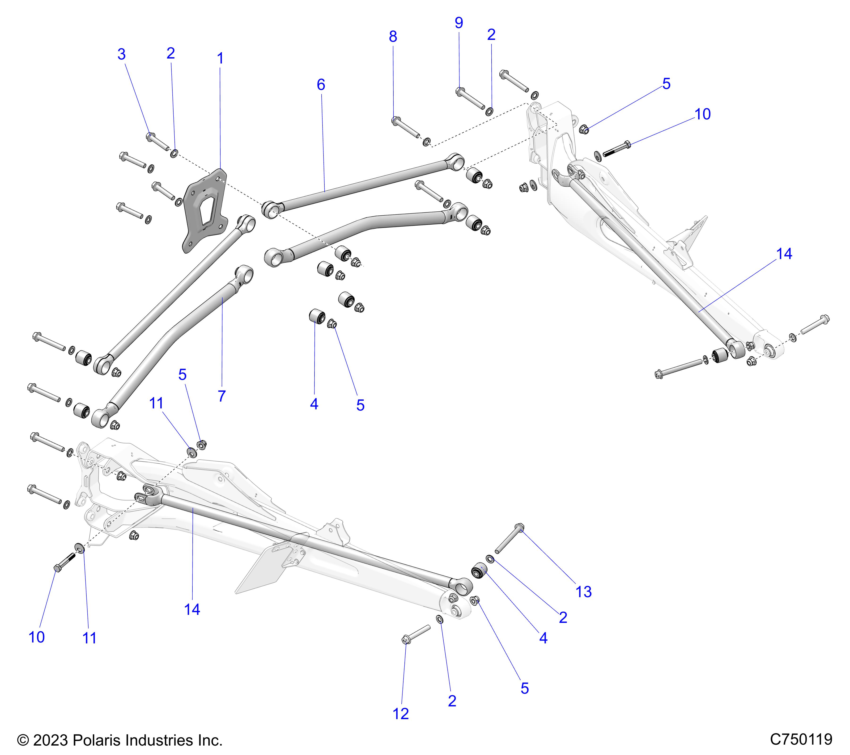 SUSPENSION, REAR TRAILING ARMS MOUNTING - Z25RPD2KAK/BK/AJ/BJ/AM/BM (C750119)