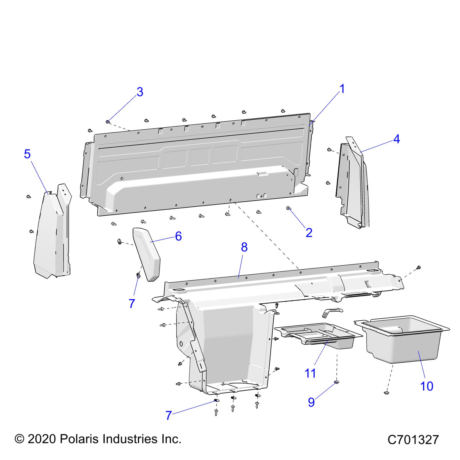 BODY, REAR CLOSEOFF, AND FENDERS - R21RRS99C9/CK/CP/F9/FP/PCW (C701327)