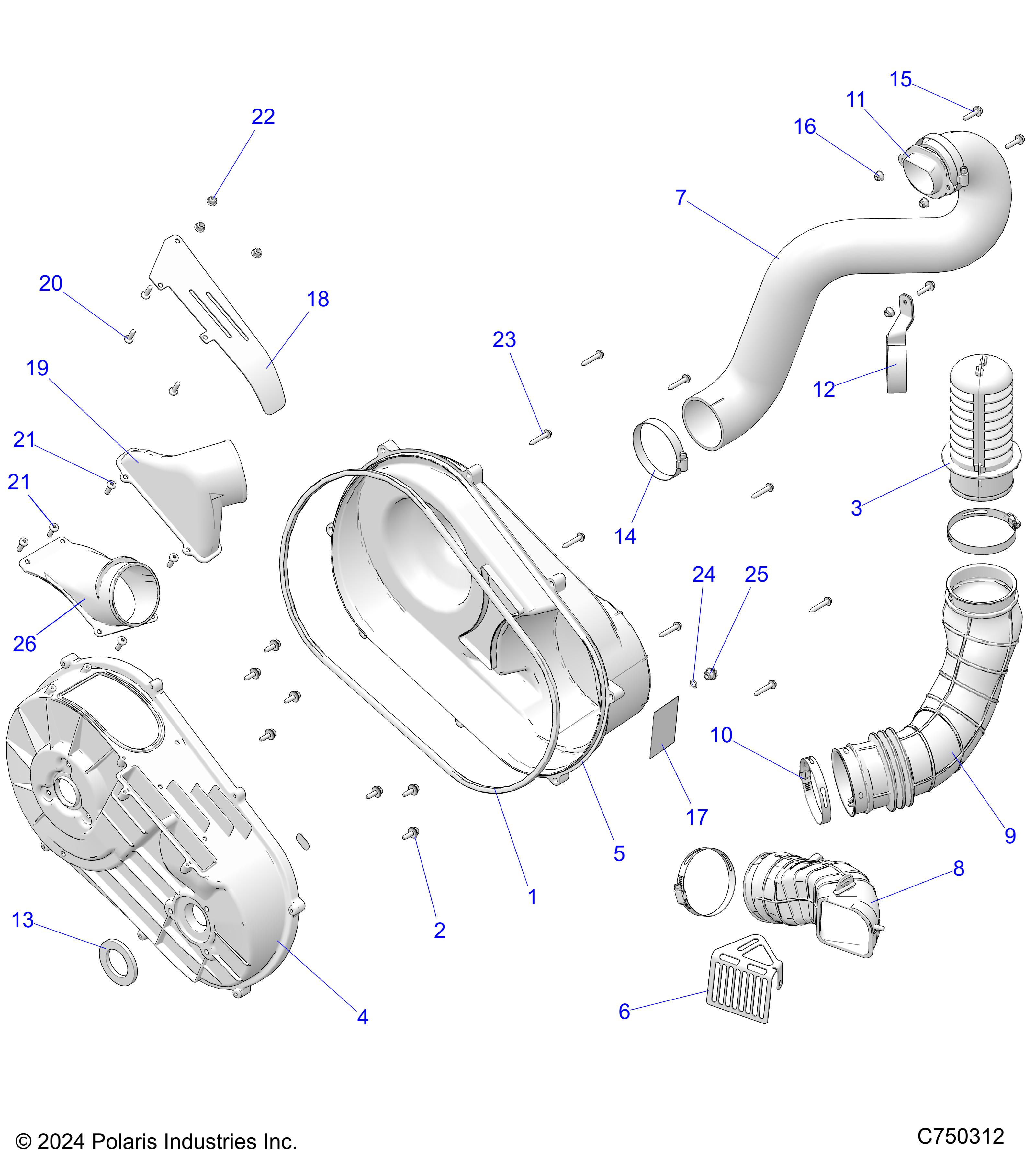 DRIVE TRAIN, CLUTCH COVER AND DUCTING - Z25ASE99P5 (C750312)