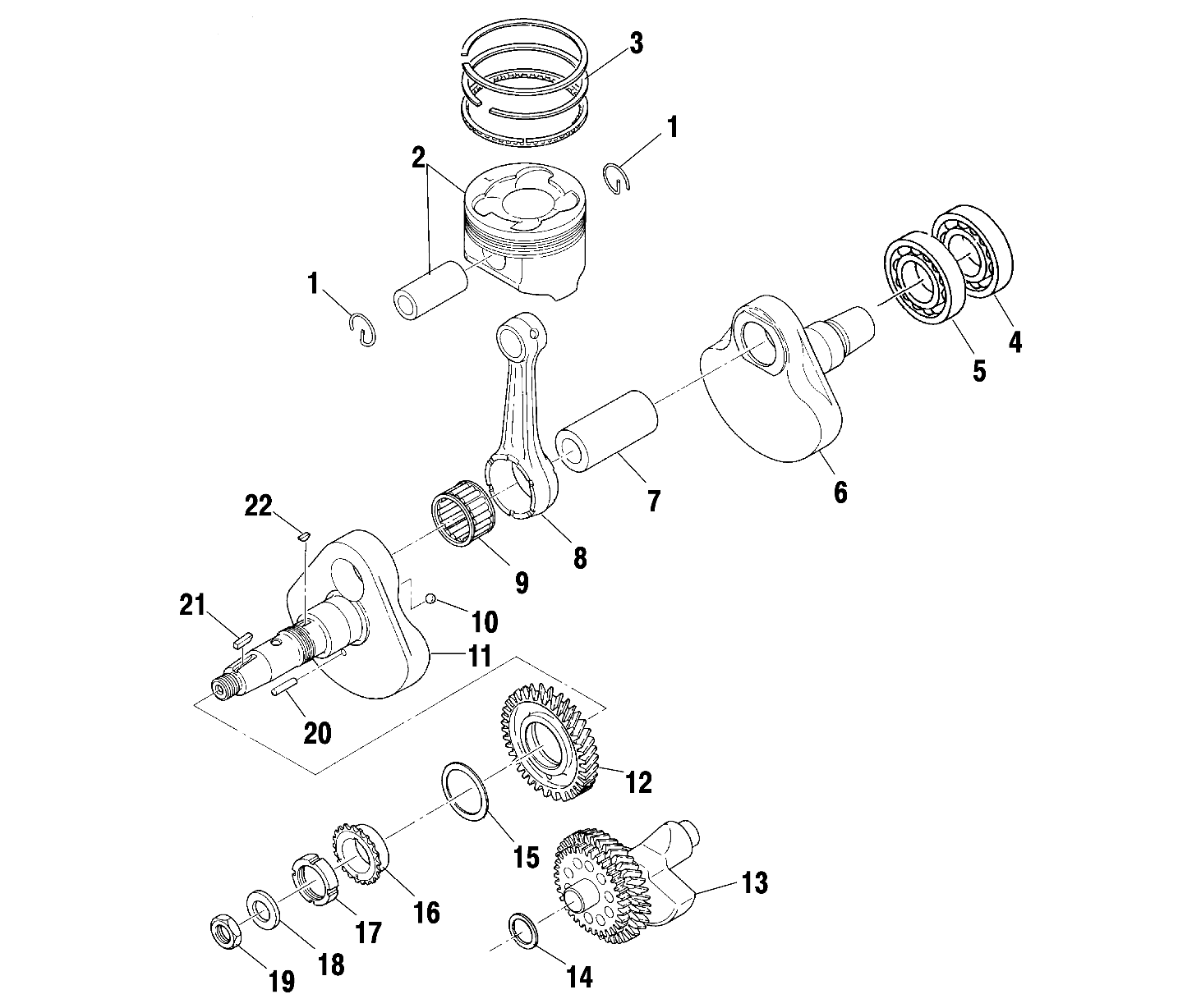 CRANKSHAFT and PISTON - A01BA50AA (4963716371D002)