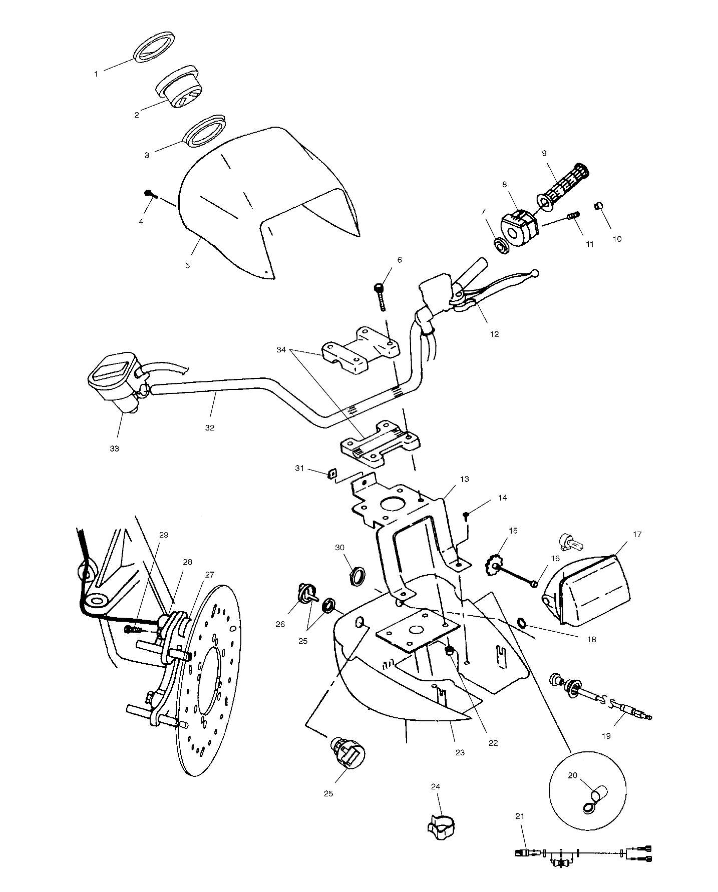 HANDLEBAR AND HEADLIGHT POD - A02CH68AA/AB/AC/CA/CB (4966346634B13)