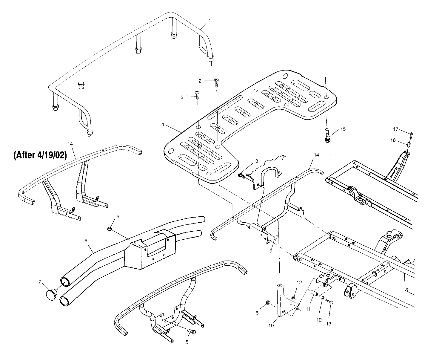 REAR RACK MOUNTING - A02CH50 ALL OPTIONS (4967436743A06)