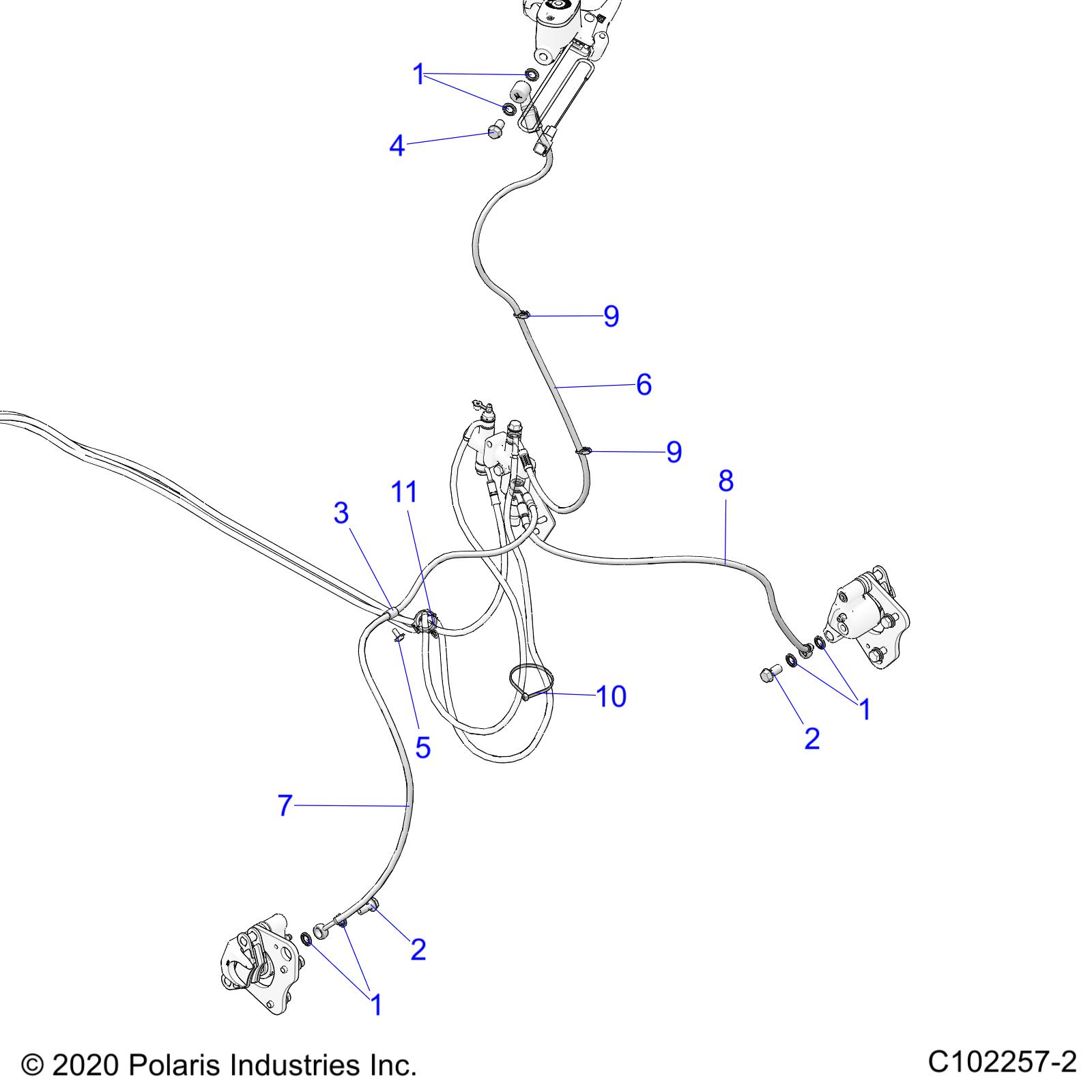 BRAKES, BRAKE LINES, FRONT - A21SDS57C4 (C102257-2)