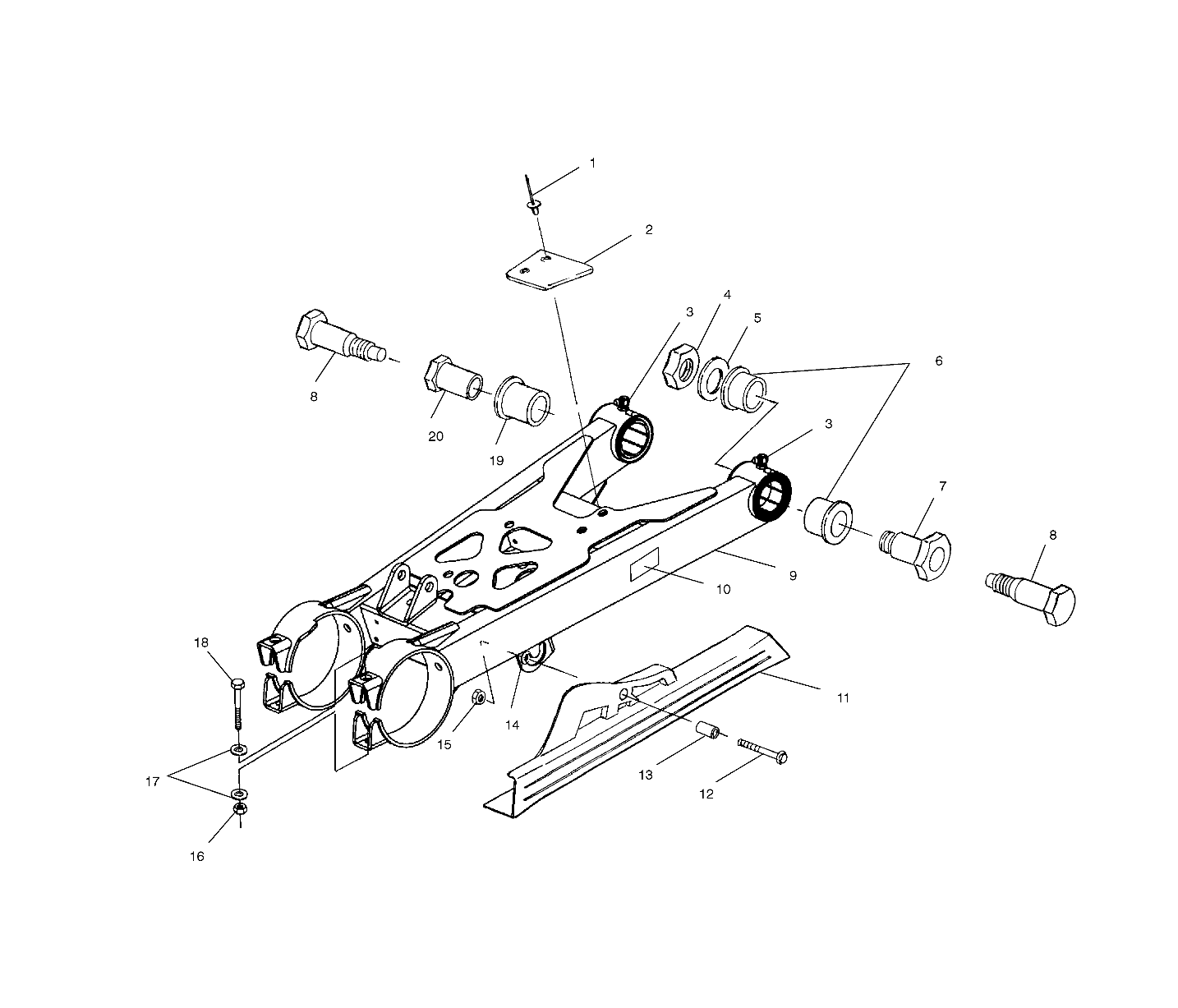 SWING ARM/SHOCK MOUNTING - A02BA25CA/CB/CD (4969896989B12)