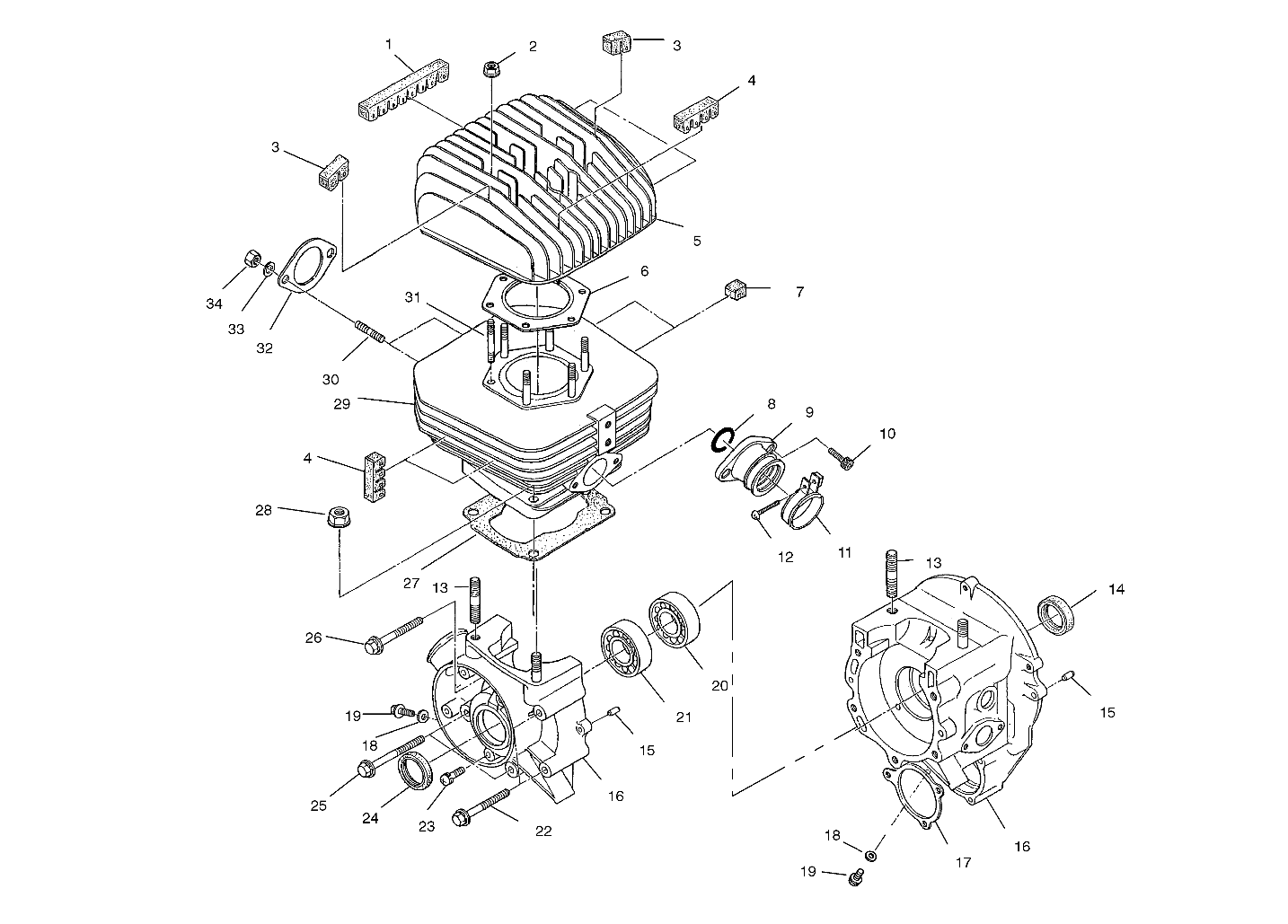 CRANKCASE and CYLINDER - A02BA25CA/CB/CD (4969896989C07)