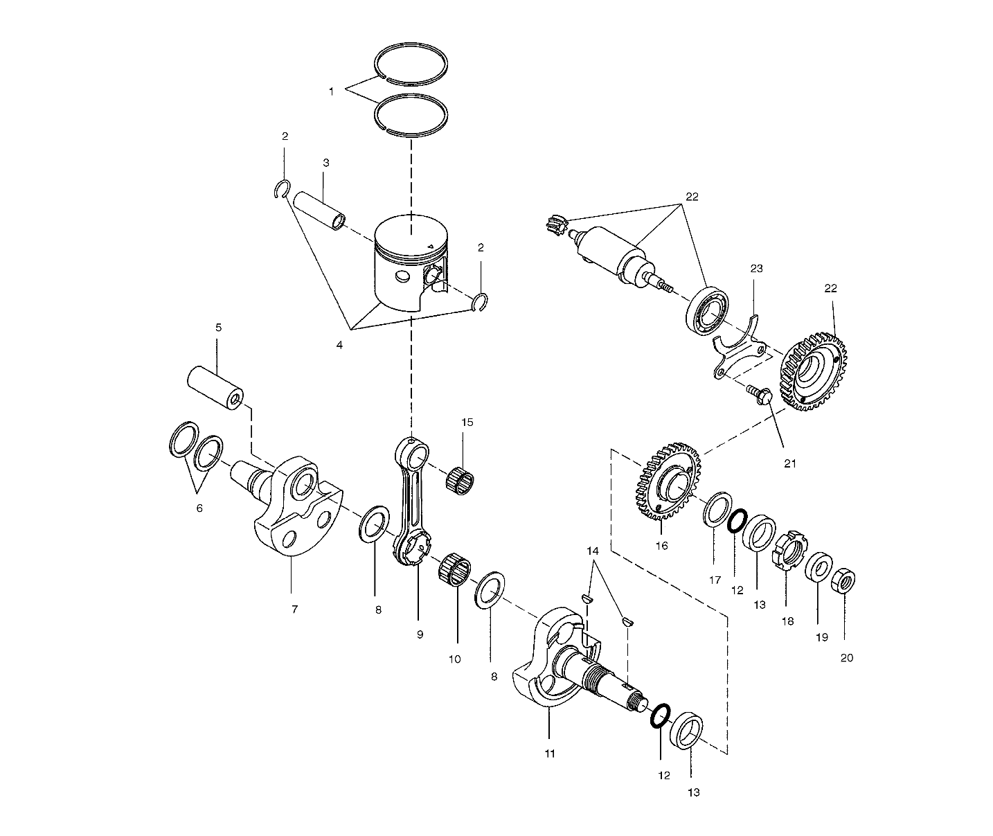 CRANKSHAFT and PISTON - A02BA38CA (4969936993C10)