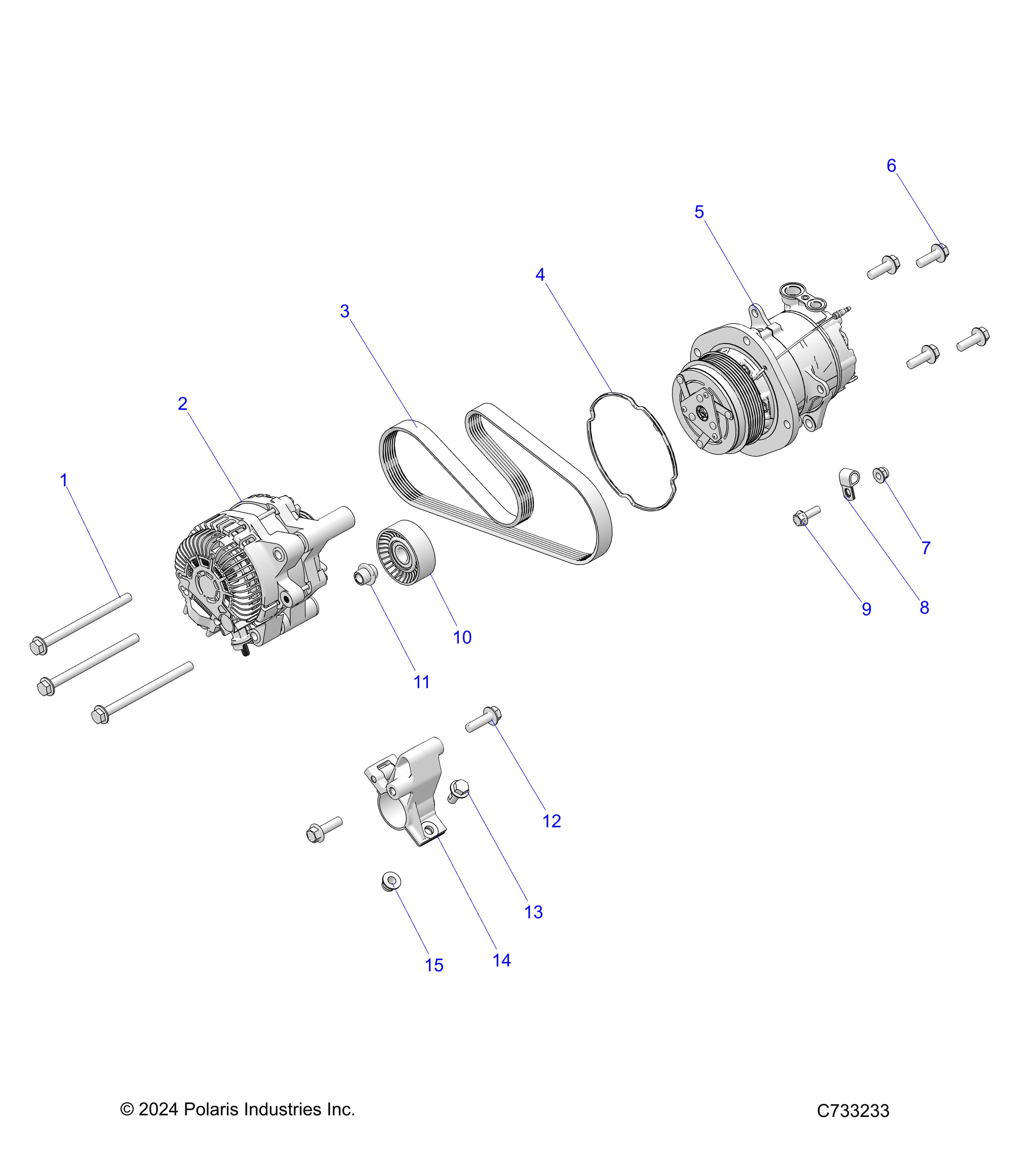 ENGINE, ALTERNATOR AND COMPRESSOR - R25RR399AF/AK/AP/AS/A9/BF/BK/BP/BS/B9 (C733233)