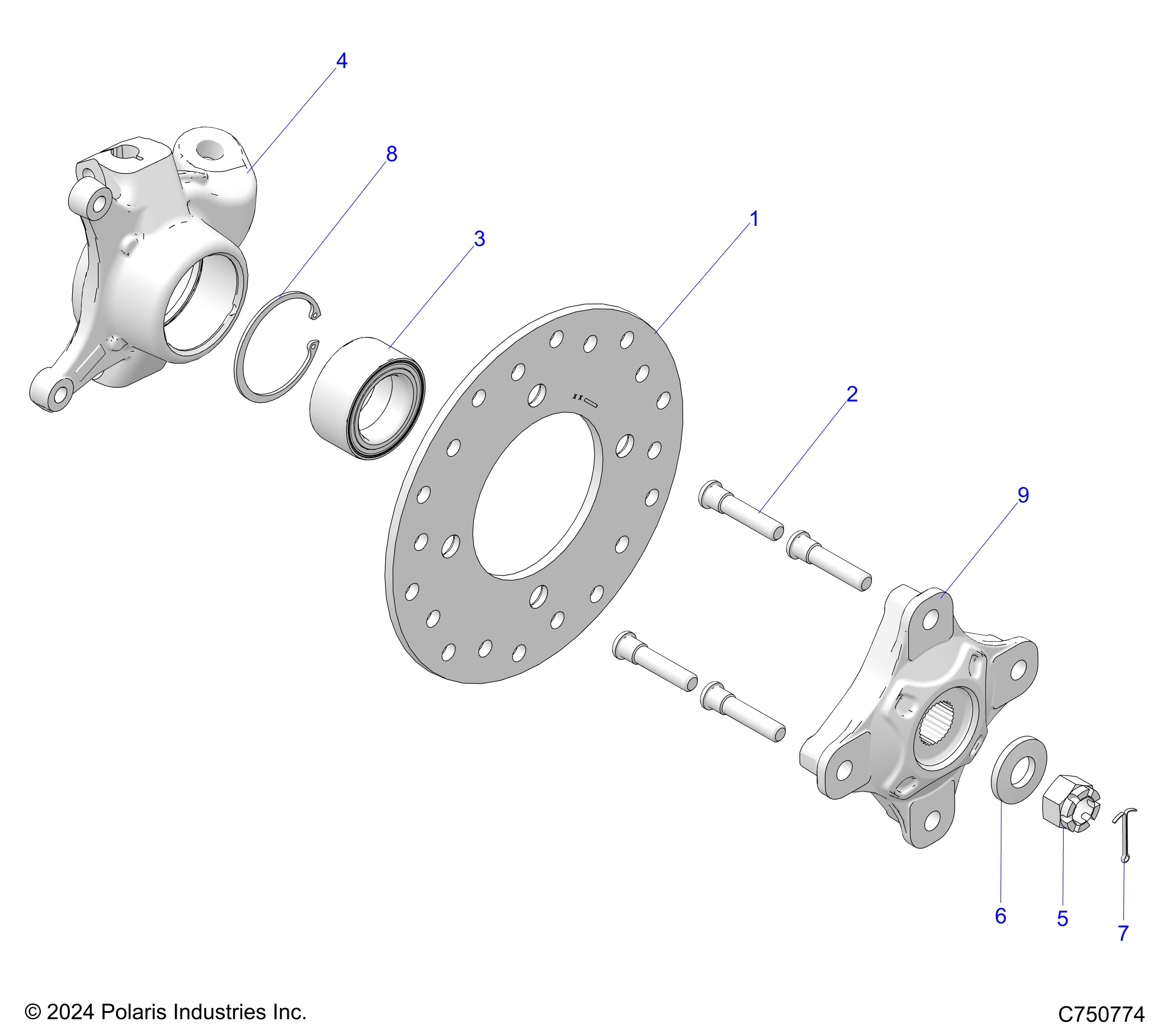 SUSPENSION, FRONT CARRIER AND HUB - Z25X4E92A4/B4 (C750774)