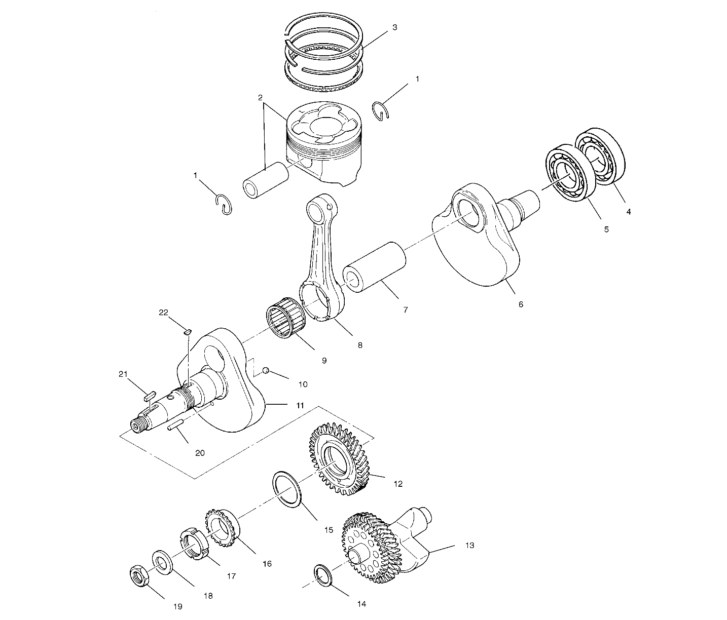 CRANKSHAFT AND PISTON - A02BG50AA/AC (4970027002C14)