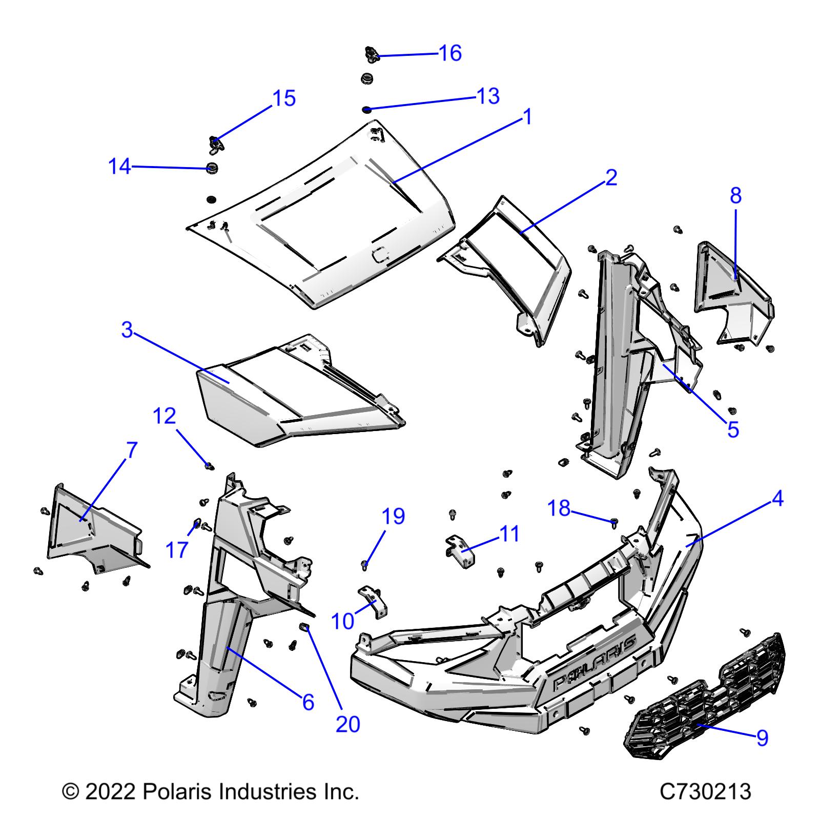 BODY, HOOD, and FRONT FENDERS - R22MAA57F1/SF1/F9/C1/C9/CK (C730213)