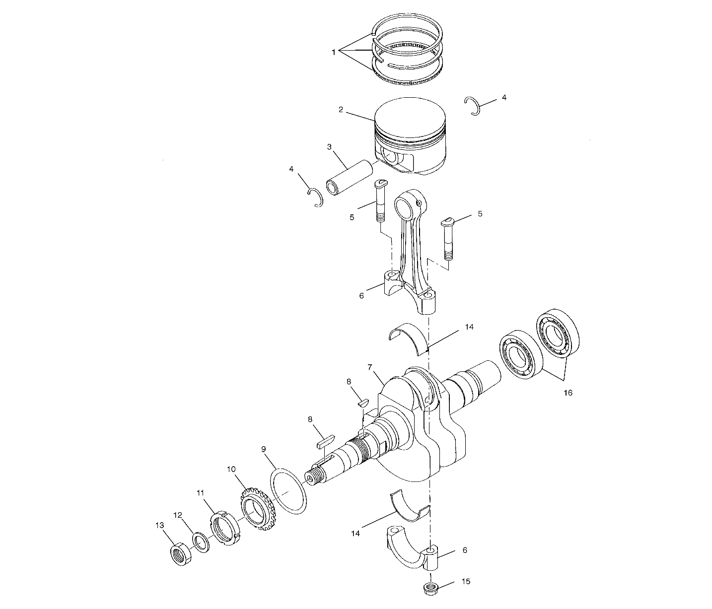 CRANKSHAFT AND PISTON - A02CB32AA/AB/FC (4970107010C14)