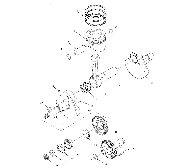 CRANKSHAFT and PISTON - A02CD50AA/AB/FB (4970197019D06)