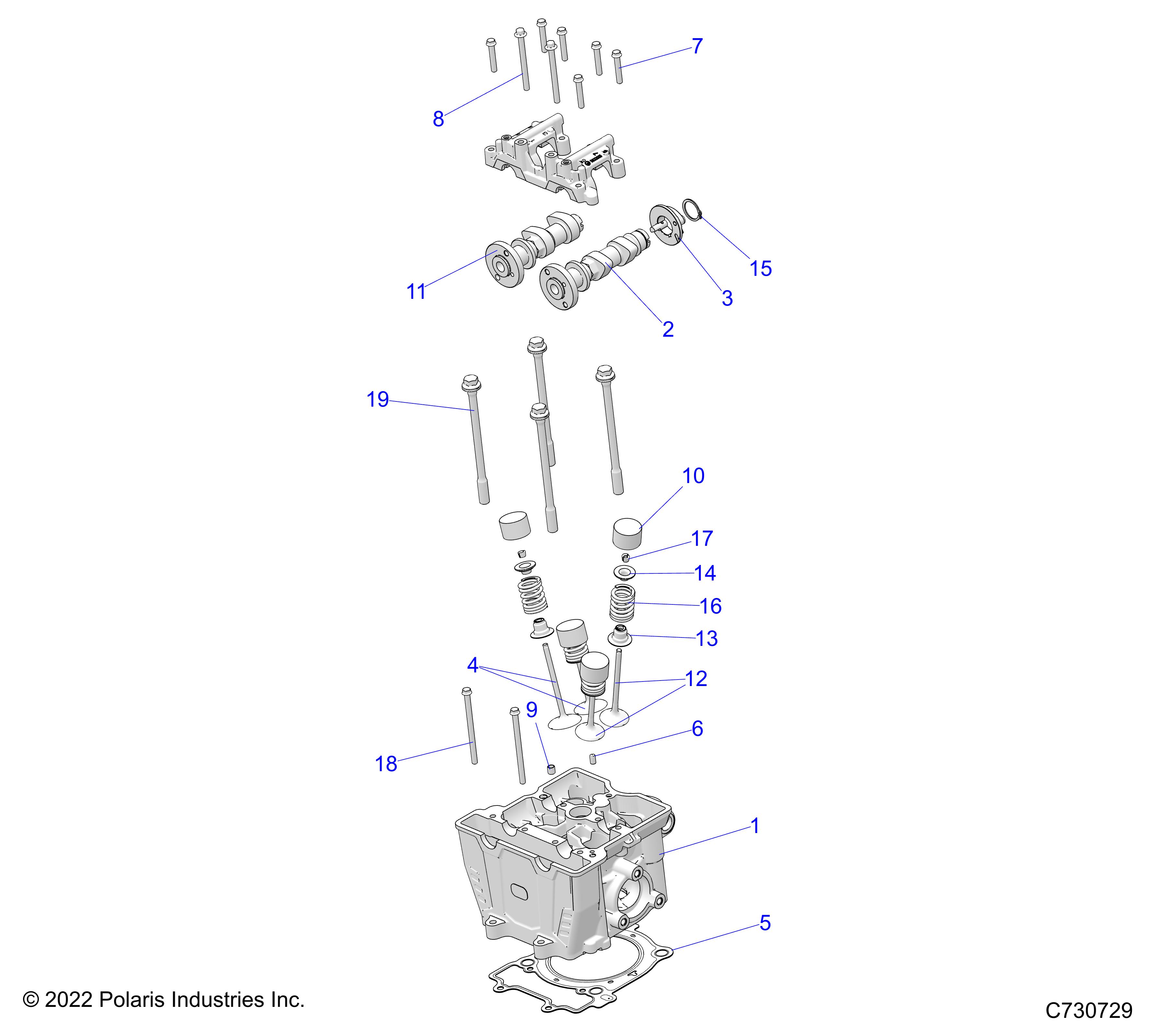 ENGINE, CYLINDER HEAD, CAMS and VALVES - R24CDA57A1 (C730729)