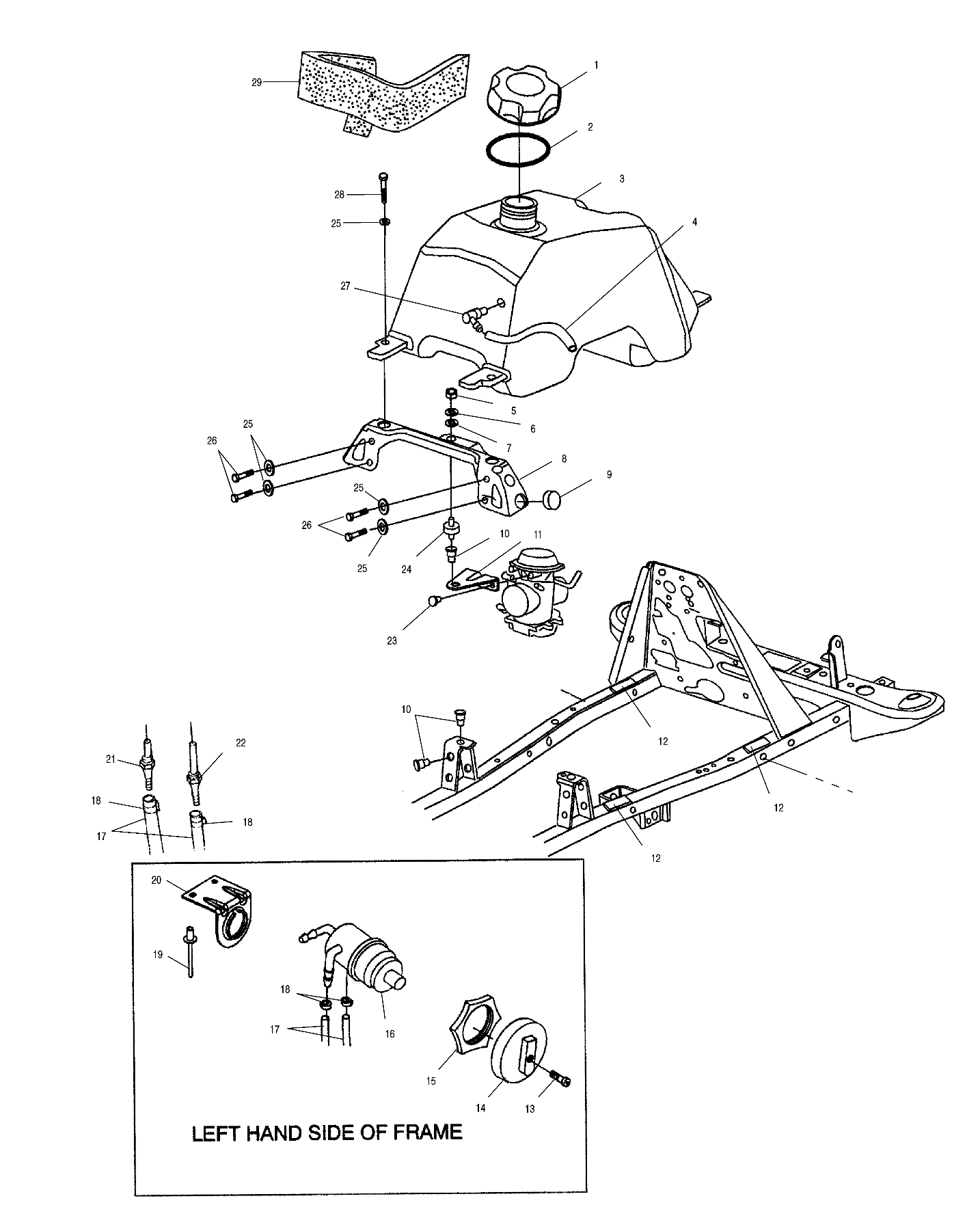 FUEL TANK and CARBURETOR MOUNTING - A02CK32AA (4970287028A13)