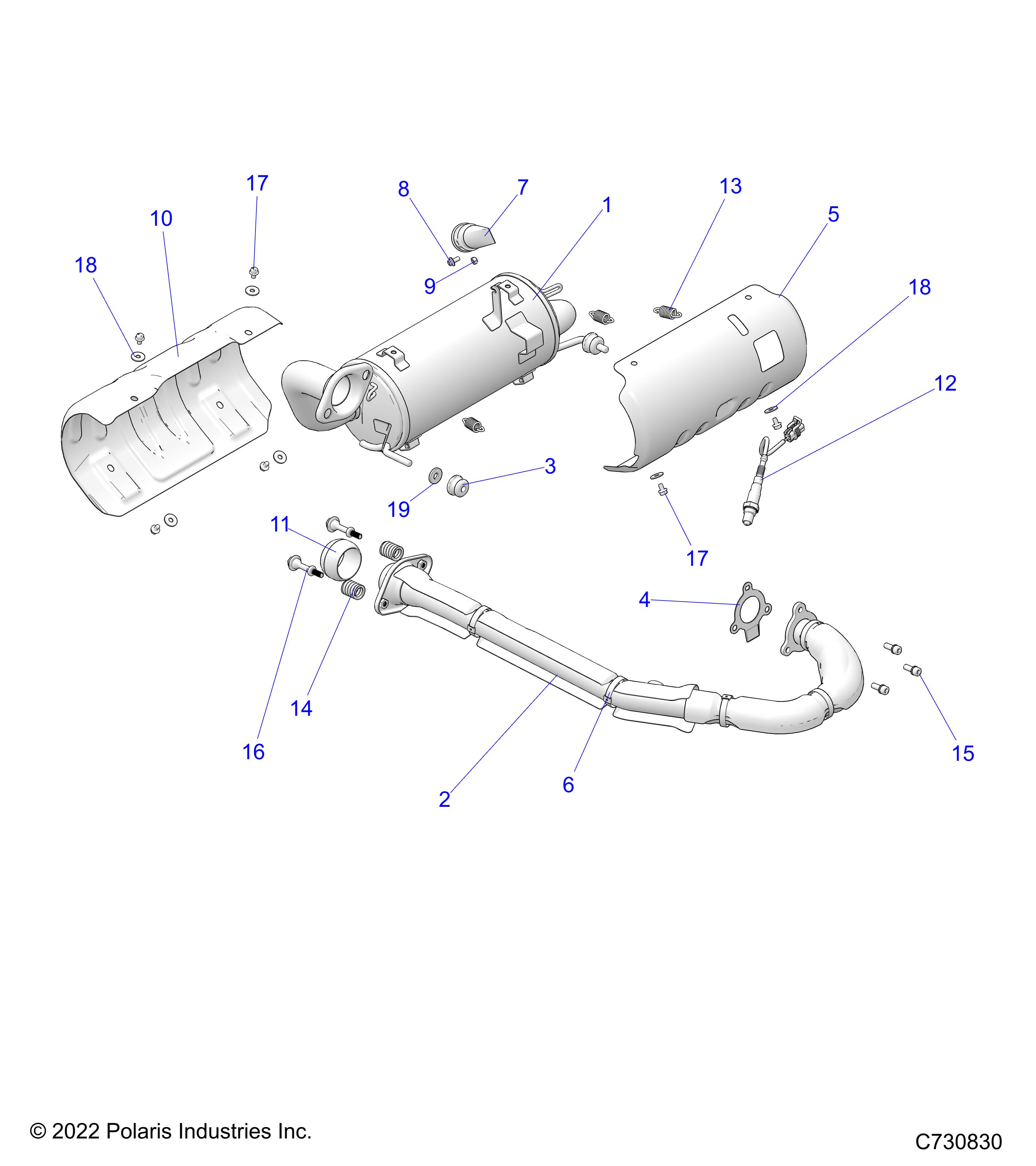 ENGINE, EXHAUST SYSTEM - R25MAE57CK (C730830)