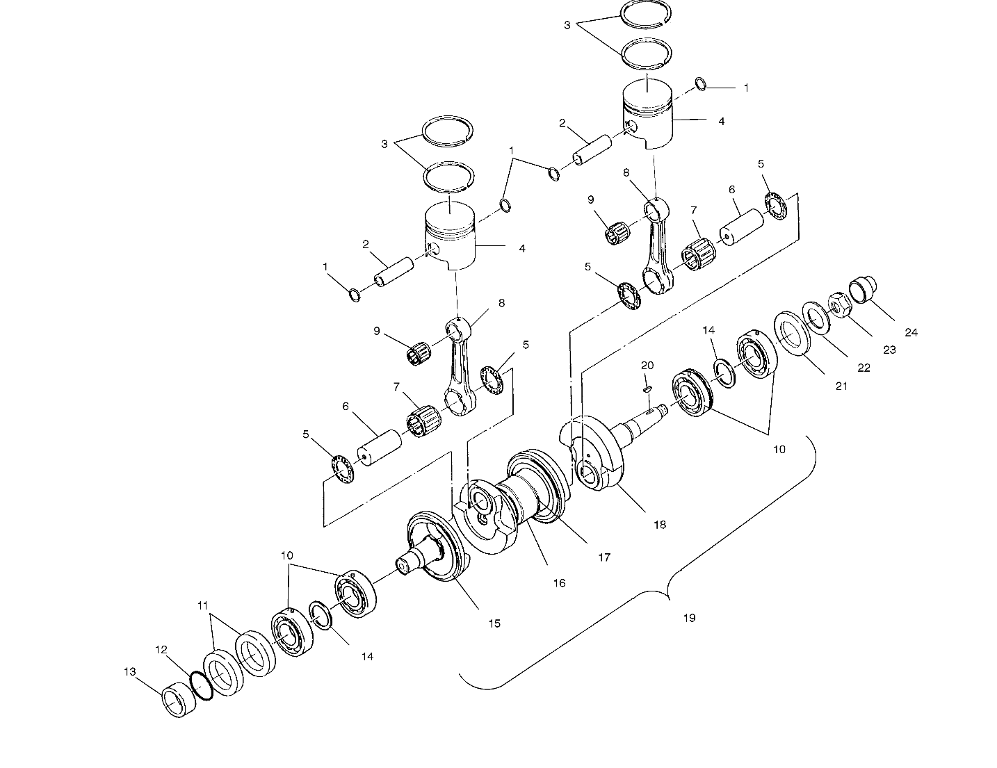 CRANKSHAFT and PISTON - W025197D/W025197I (4971297129C05)