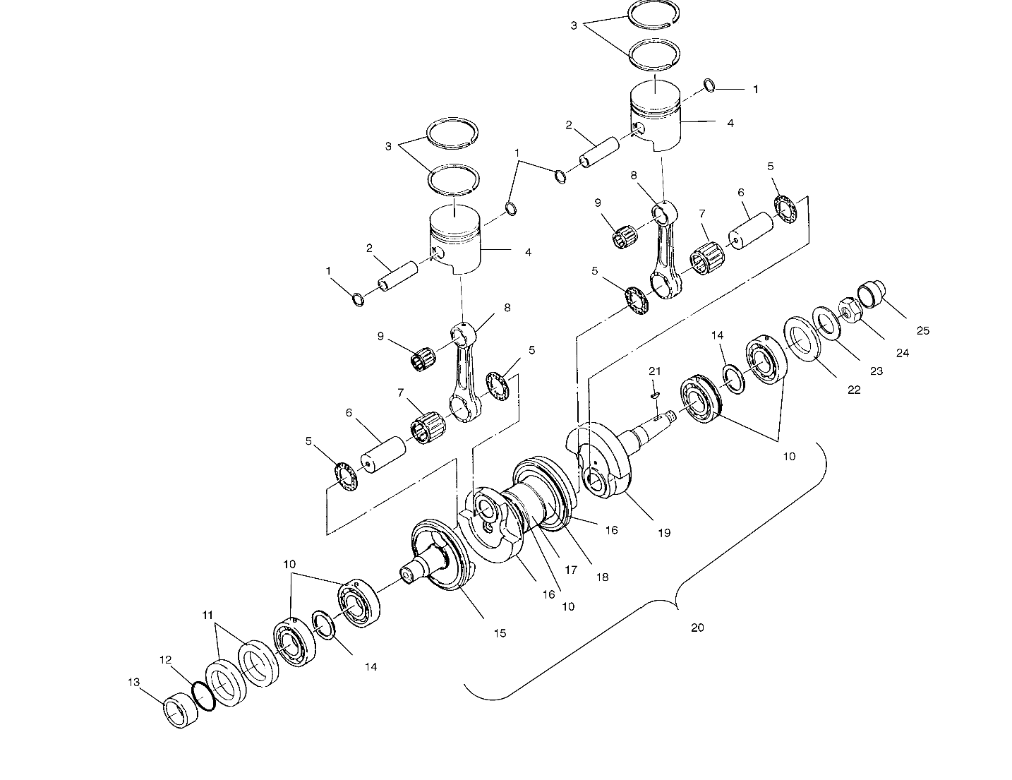 CRANKSHAFT and PISTON - W025101C/W025101D/W025101I (4971387138C05)